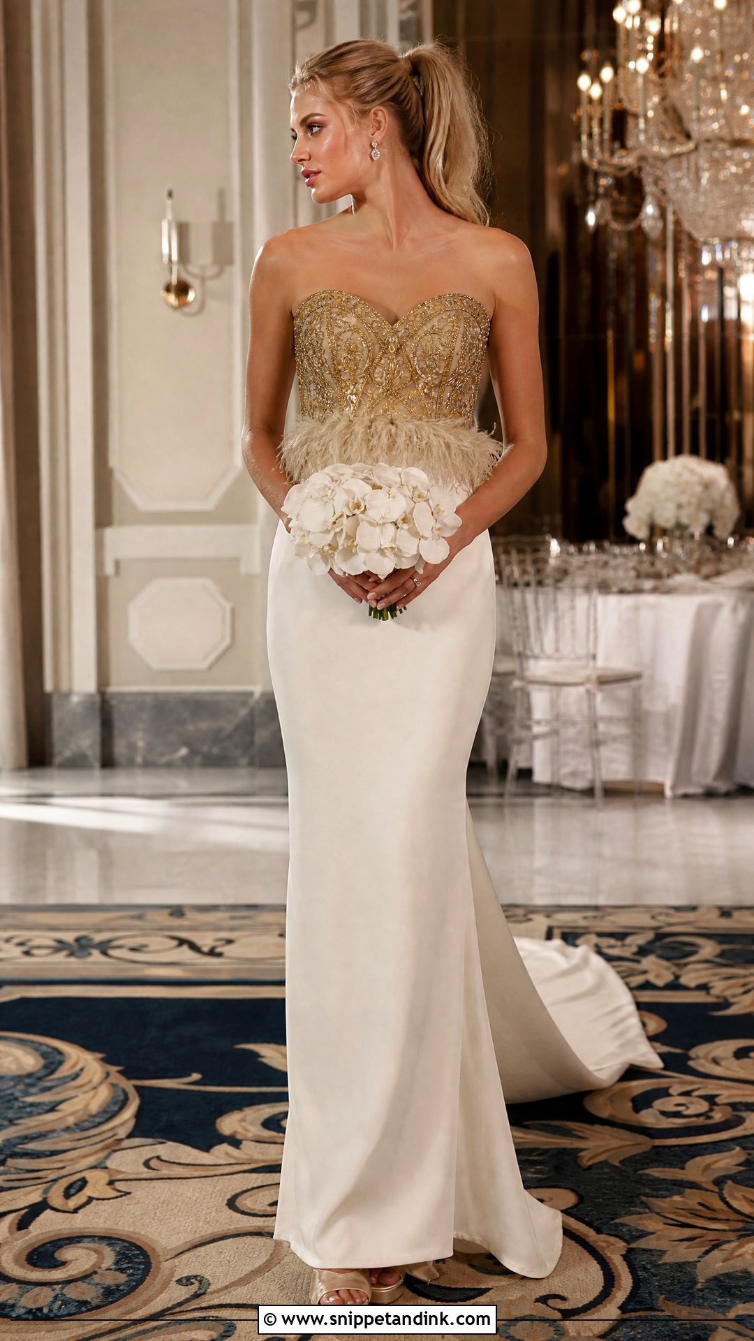 Gold Feather Serena Van Der Woodsen Wedding Dress - Snippet and Ink - 20 Serena Van Der Woodsen Wedding Dress Ideas
