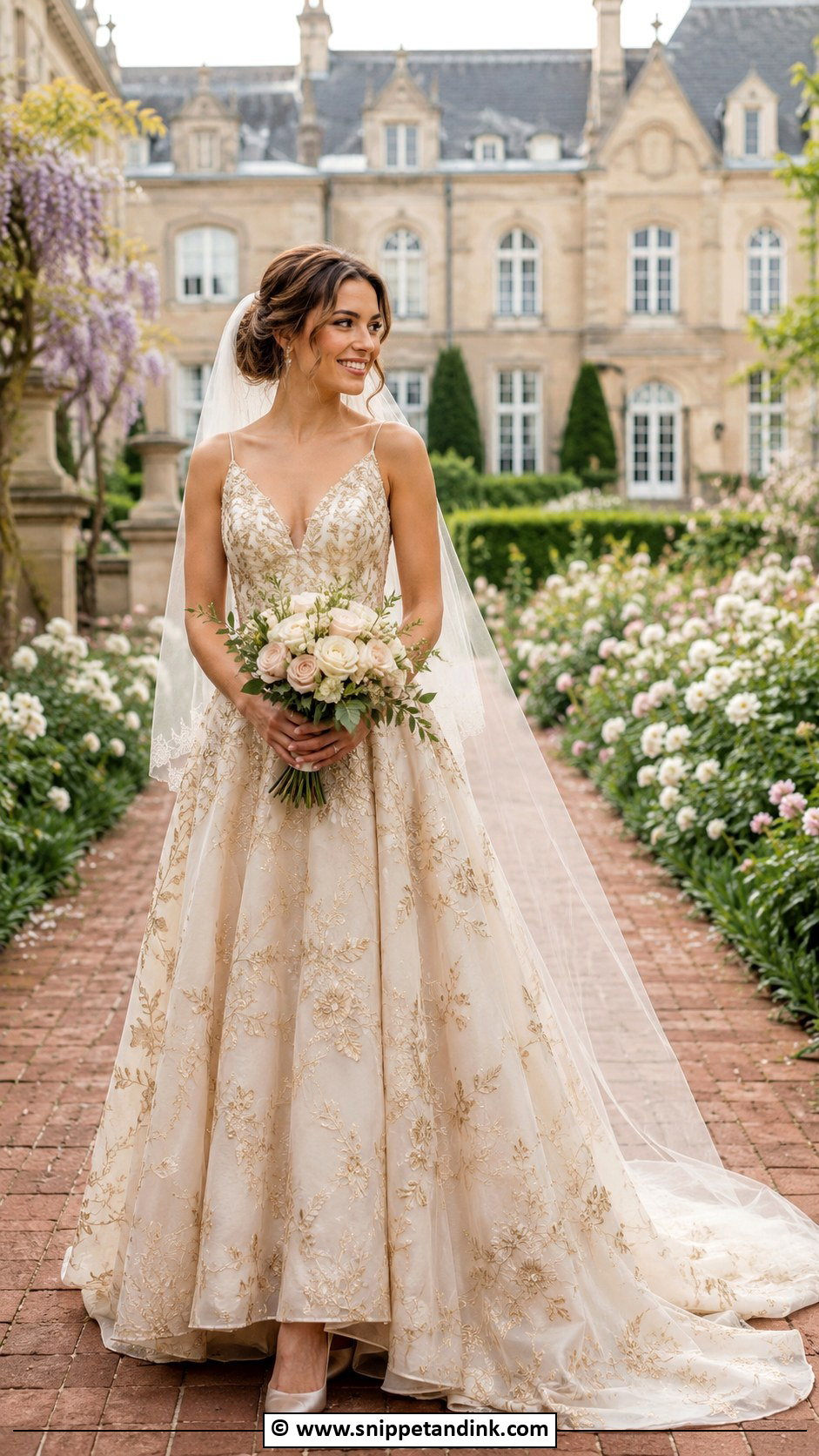 Gold Floral Wedding Dress - Snippet and Ink - 30 Gold Wedding Dress Ideas