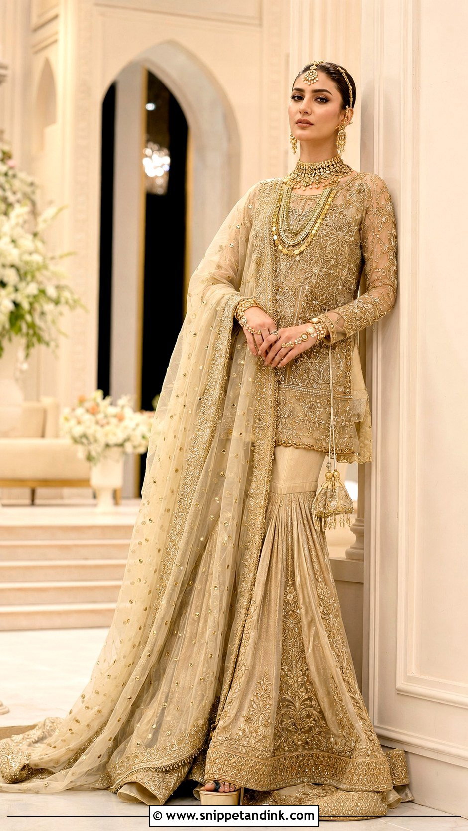 Gold Gharara Haris Shakeel Bridal Dress - Snippet and Ink - 20 Haris Shakeel Bridal Dresses