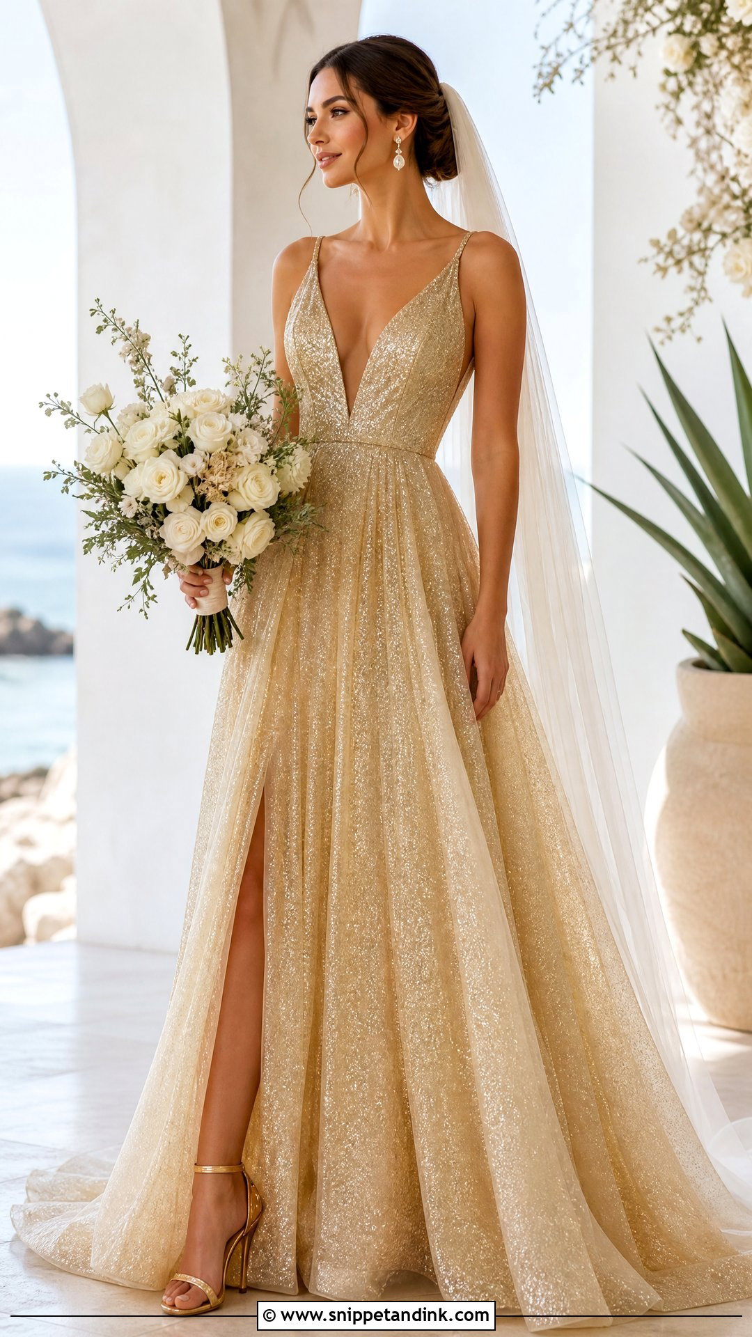 Gold Glitter Wedding Dress - Snippet and Ink - 25 Glittery Wedding Dresses