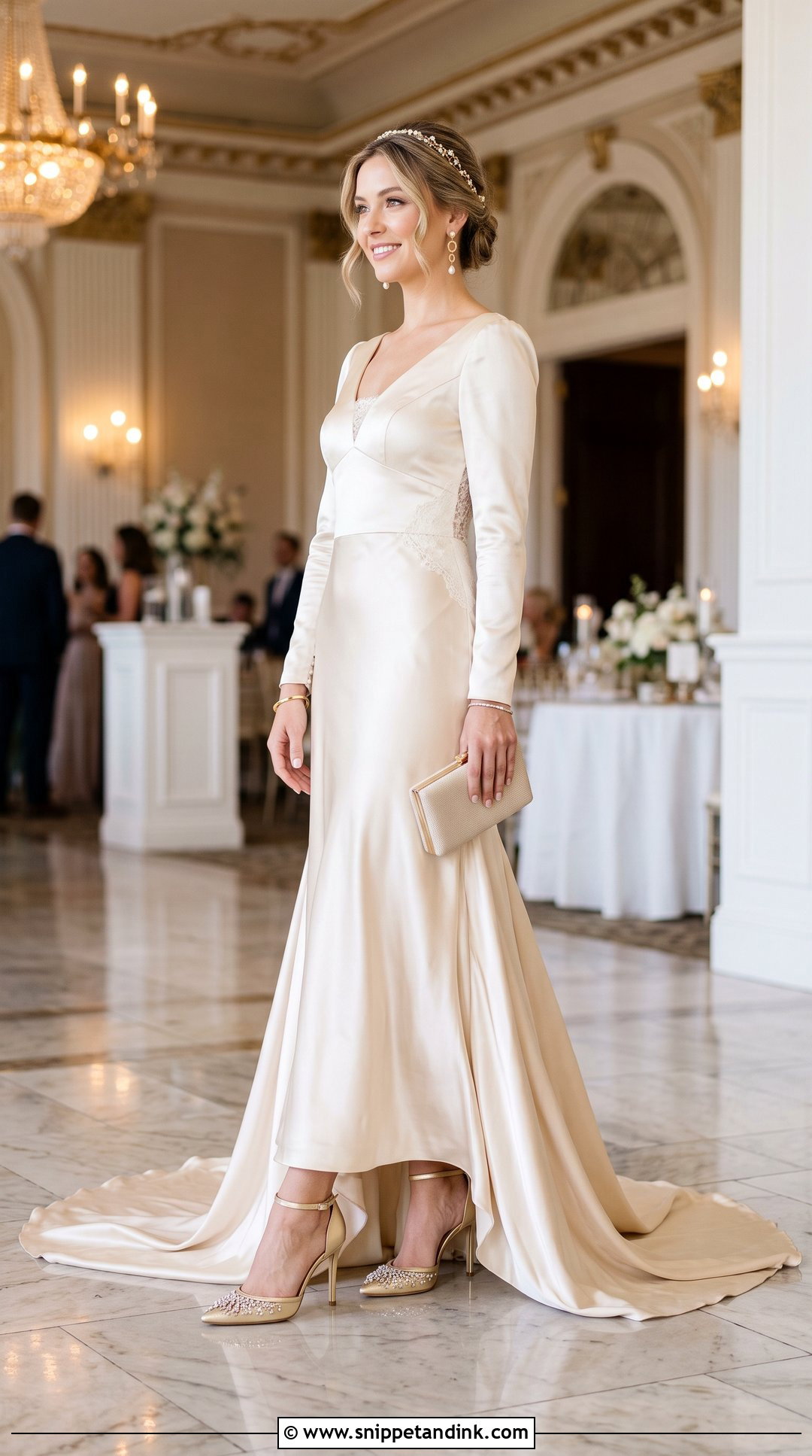 Gold High Heels With Champagne Wedding Dress - Snippet and Ink - 20 Wedding High Heels Brides Ideas