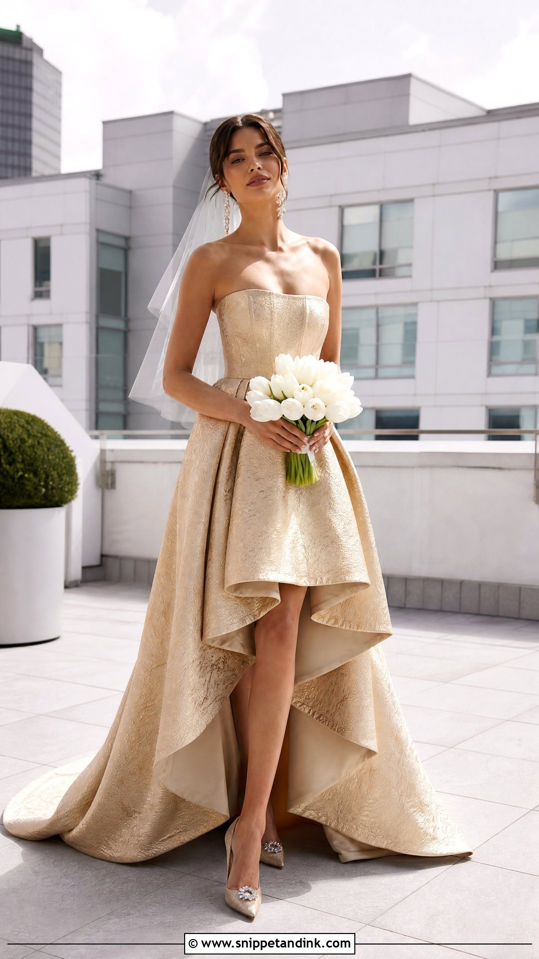 Gold High Low Wedding Gown - Snippet and Ink - 25 Gold Wedding Gowns