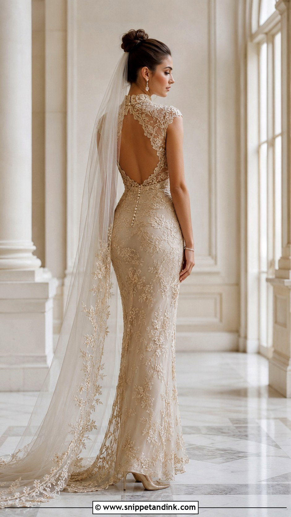 Gold High Neck Wedding Dress - Snippet and Ink - 20 Gold Wedding Dresses