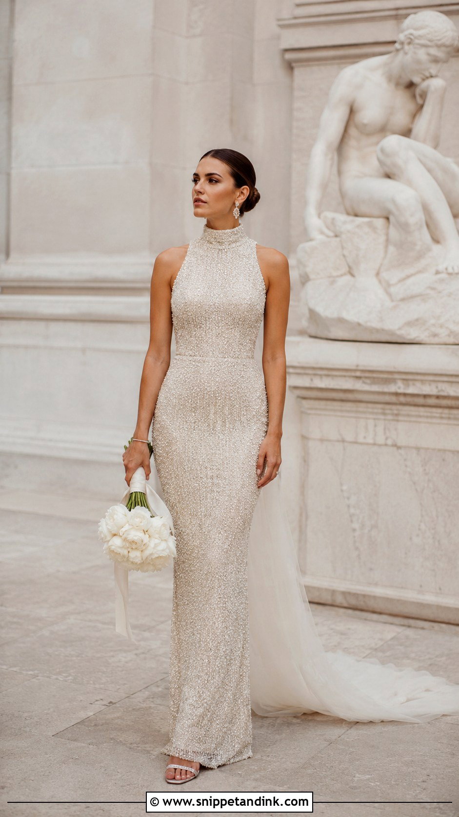 Gold High Neck Wedding Dress - Snippet and Ink - 25 Golden Wedding Dress Ideas