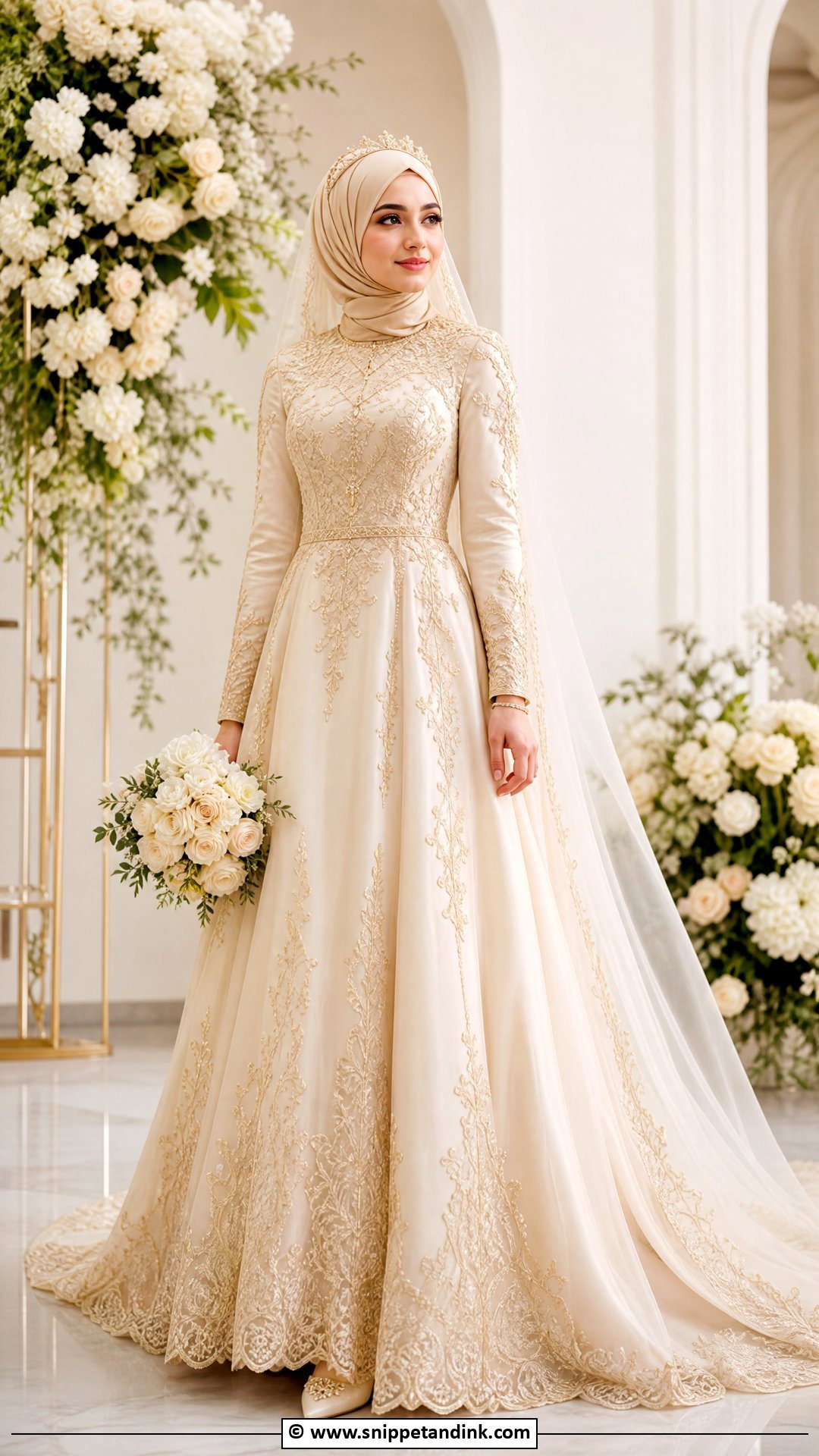 Gold Hijab Wedding Dress - Snippet and Ink - 35 Hijab Wedding Dresses