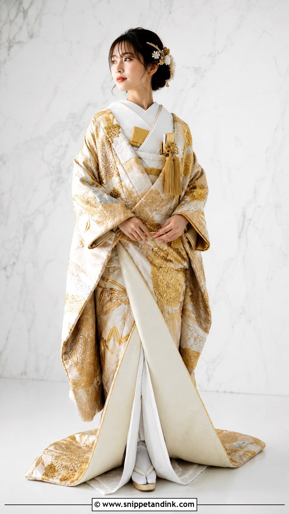 Gold Iro Uchikake Wedding Kimono - Snippet and Ink - 30 Japanese Wedding Dress Ideas