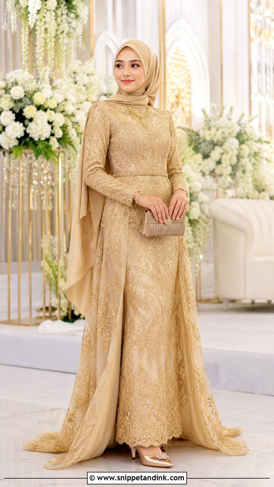 Gold Islamic Wedding Dress With Hijab - Snippet and Ink - 25 Islamic Wedding Dress Hijab Bride Ideas