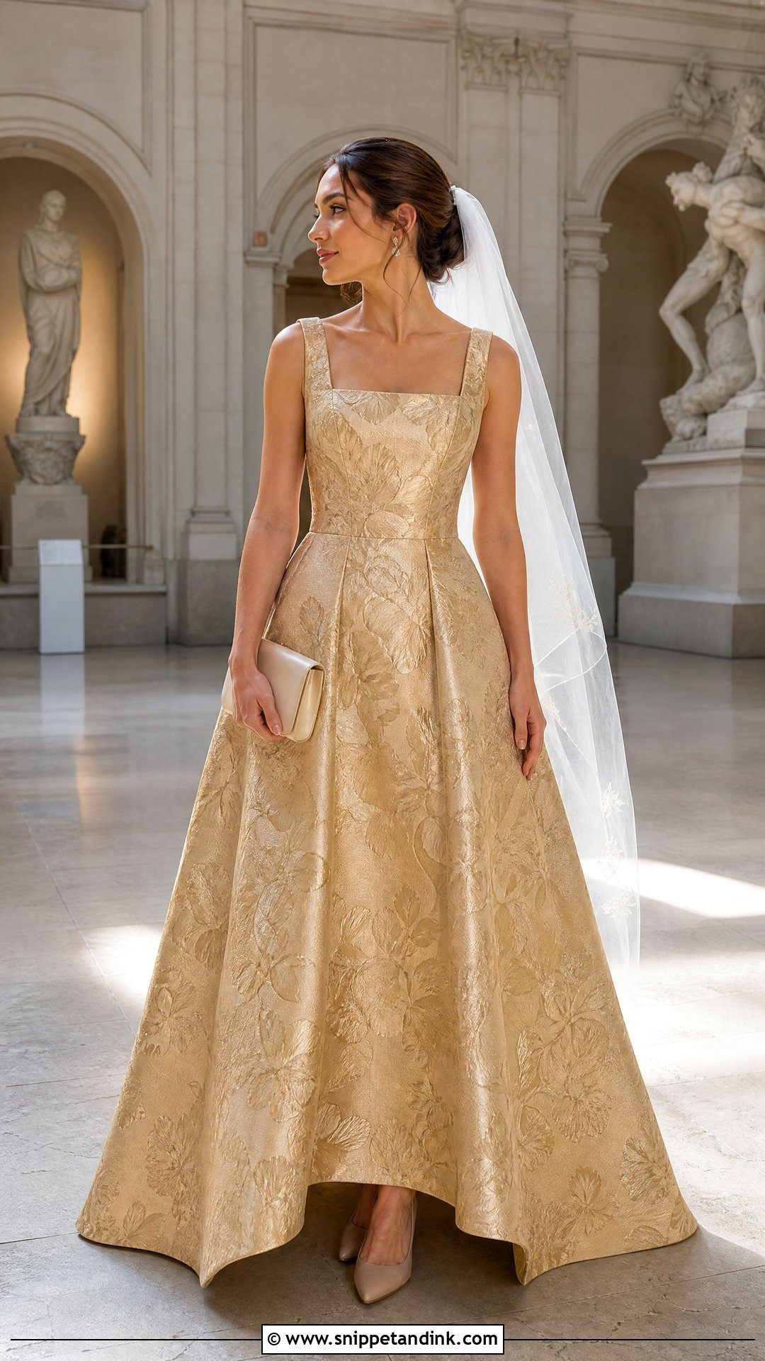 Gold Jacquard Wedding Dress - Snippet and Ink - 20 Unique Wedding Dress Ideas
