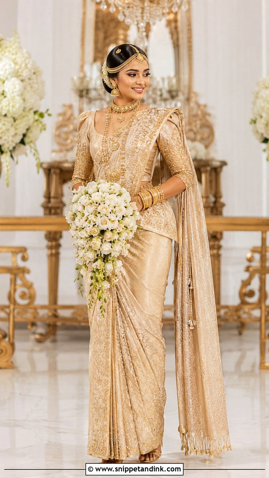 Gold Kandyan Bride Saree - Snippet and Ink - 25 Sri Lankan Bride Ideas