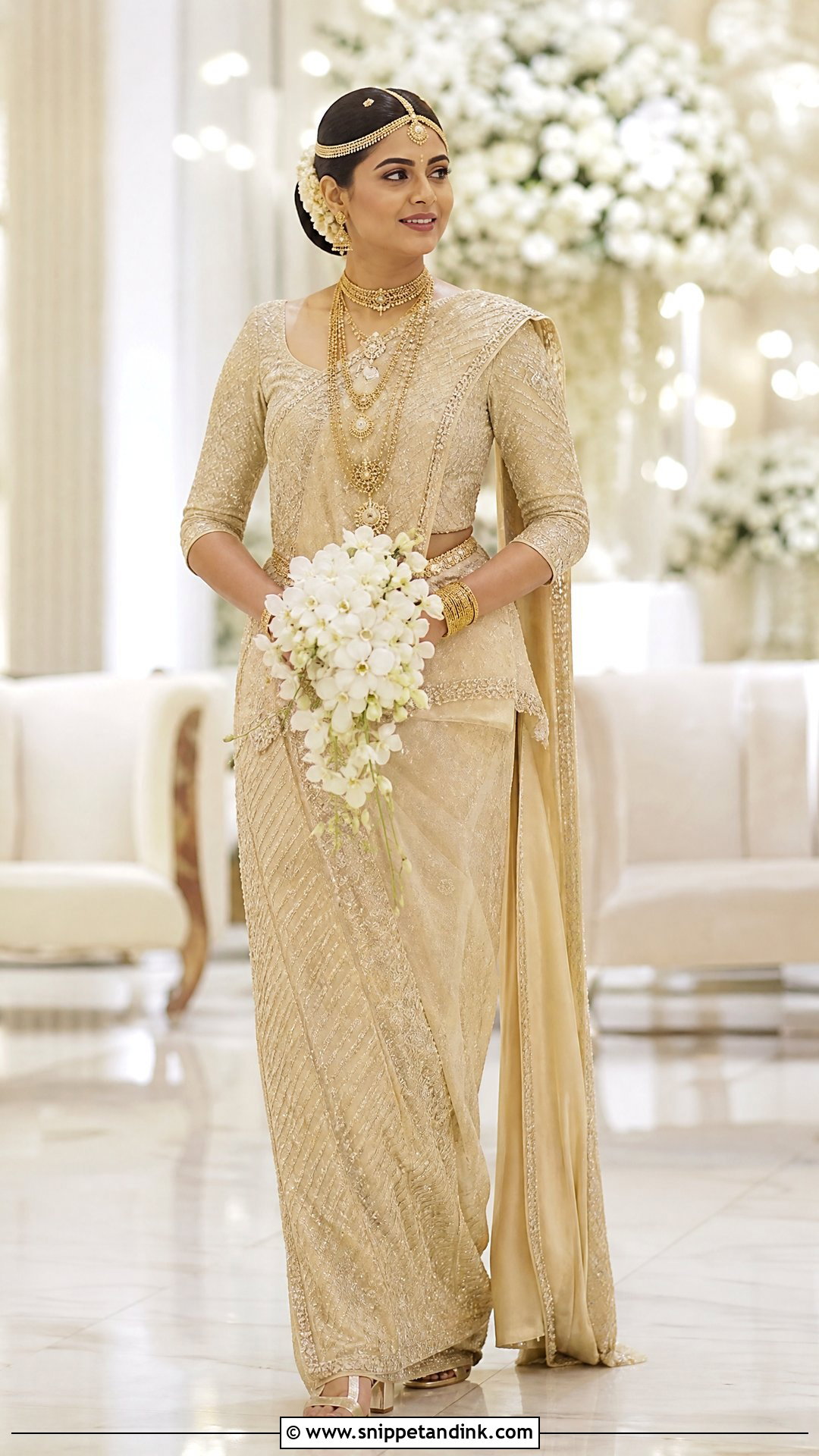 Gold Kandyan Sri Lankan Bride Outfit - Snippet and Ink - 20 Srilankan Bride Ideas