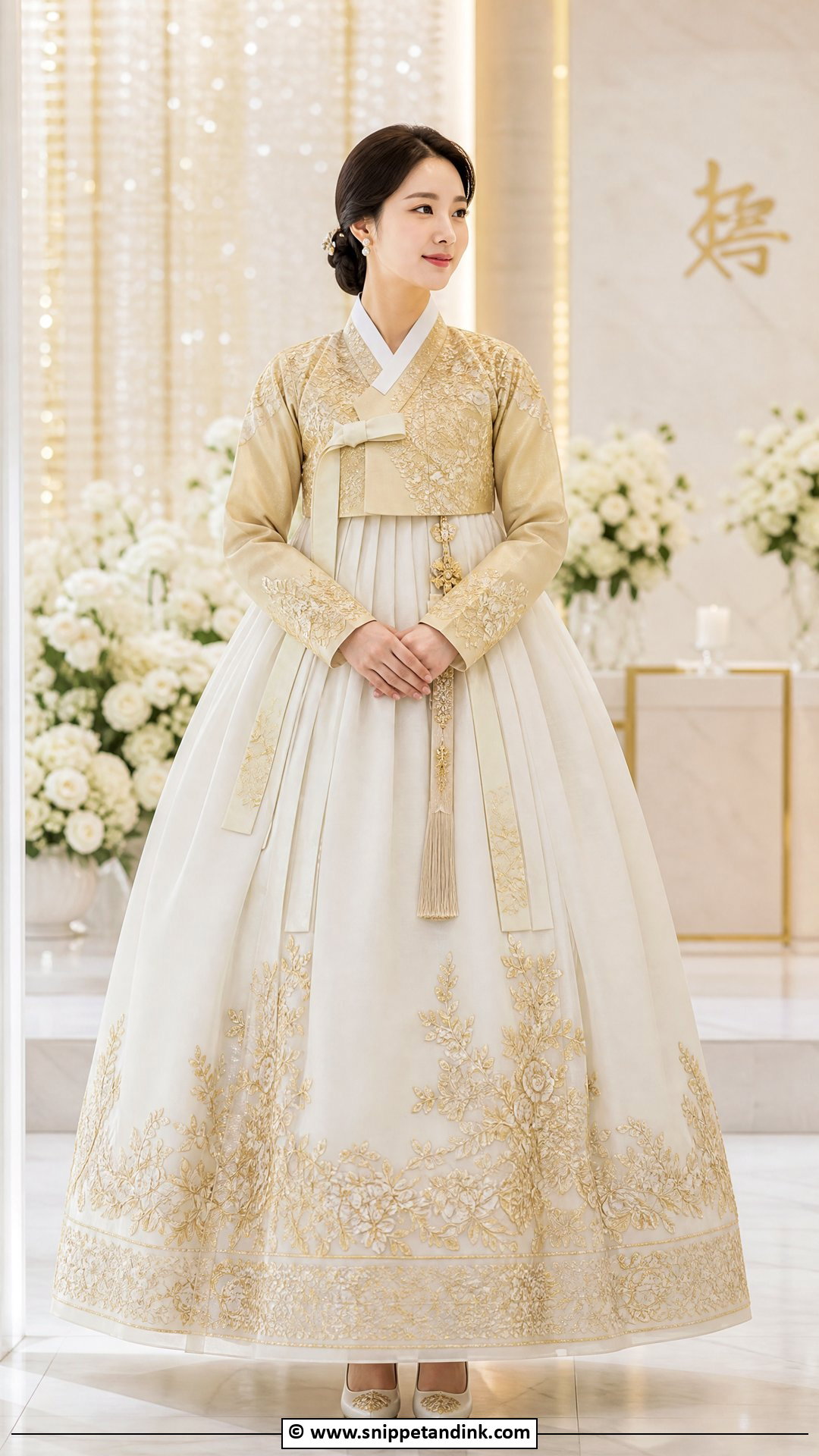 Gold Korean Wedding Hanbok - Snippet and Ink - 35 Korean Wedding Dress Ideas