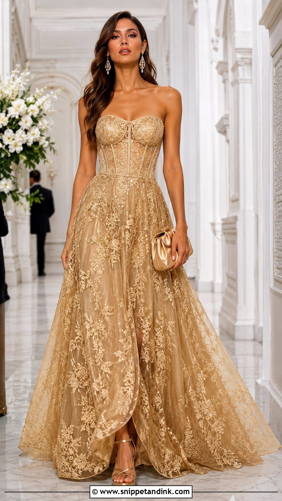 Gold Lace Corset Gown - Snippet and Ink - 20 Gold Lace Gown Ideas
