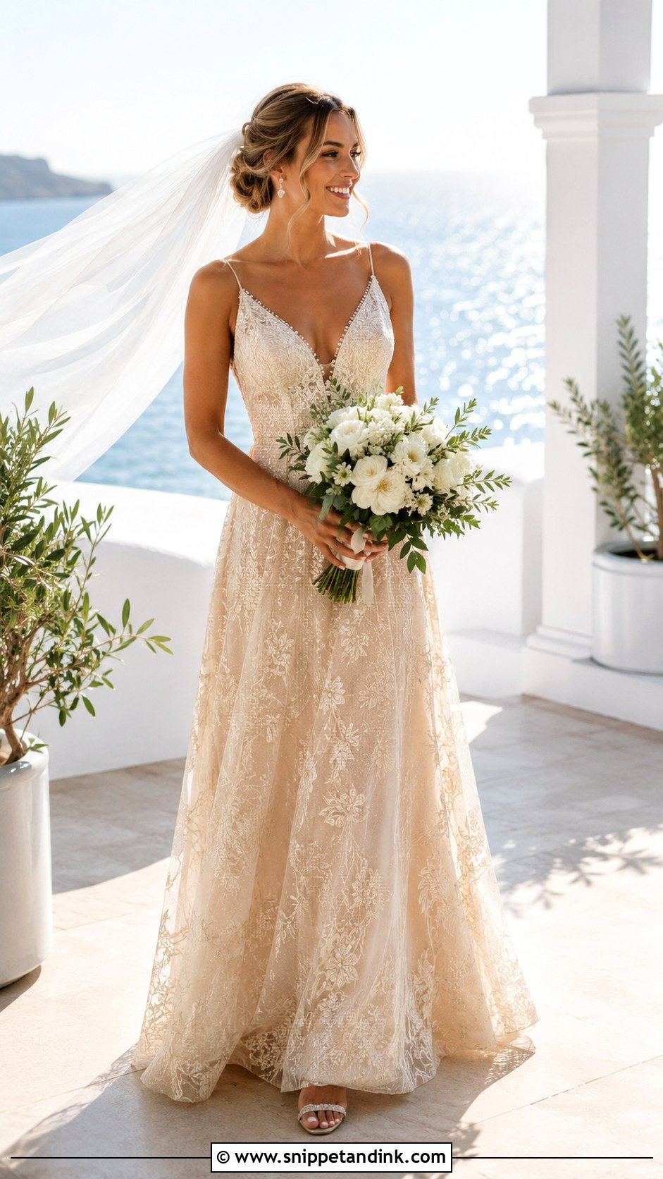Gold Lace Destination Wedding Dress - Snippet and Ink - 20 Gold Lace Wedding Dress Ideas