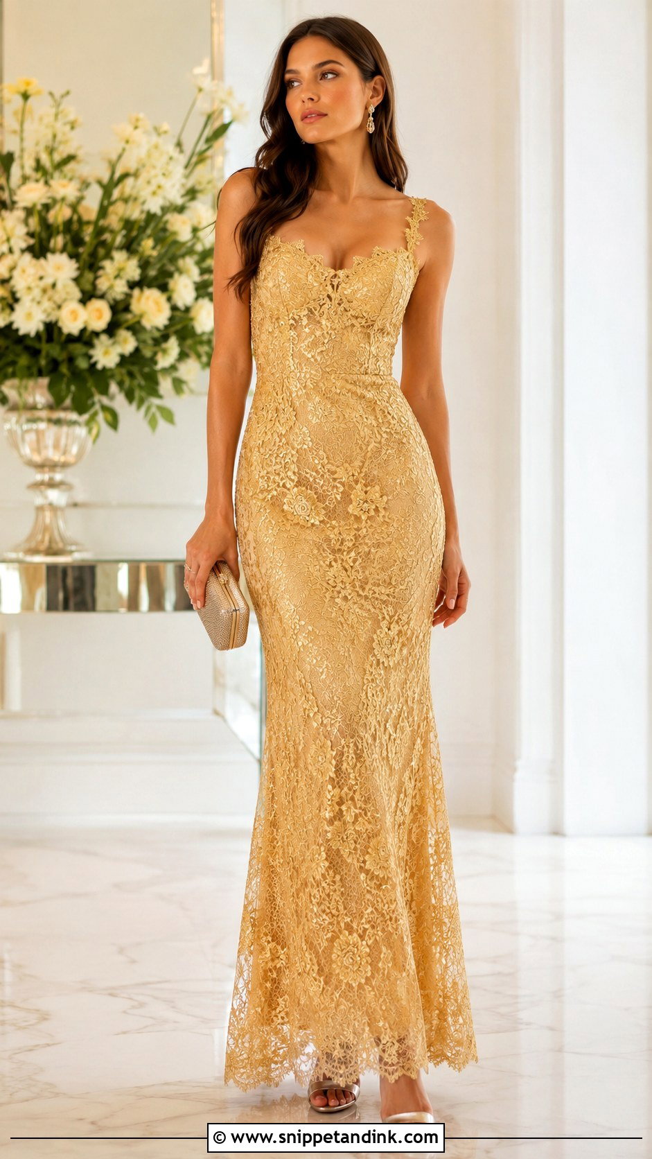 Gold Lace Gown - Snippet and Ink - 25 Beautiful Lace Gown Styles
