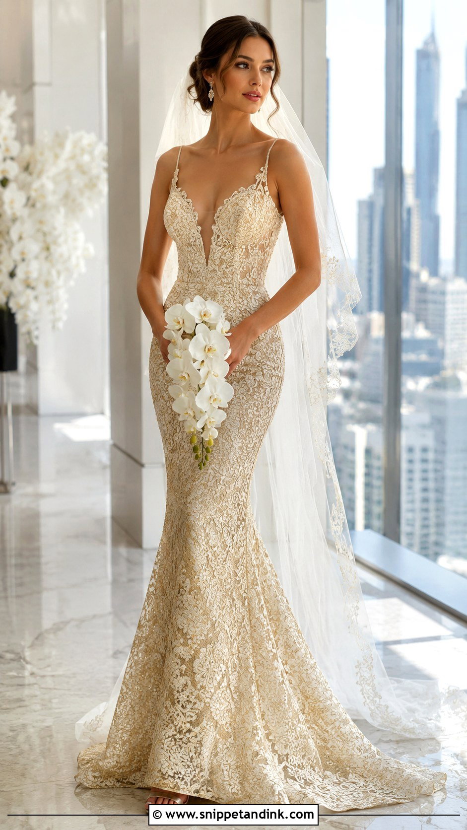 Gold Lace Mermaid Wedding Dress - Snippet and Ink - 20 Gold Lace Wedding Dress Ideas