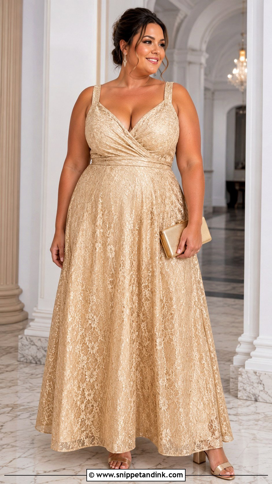 Gold Lace Plus Size Gown - Snippet and Ink - 20 Gold Lace Gown Ideas