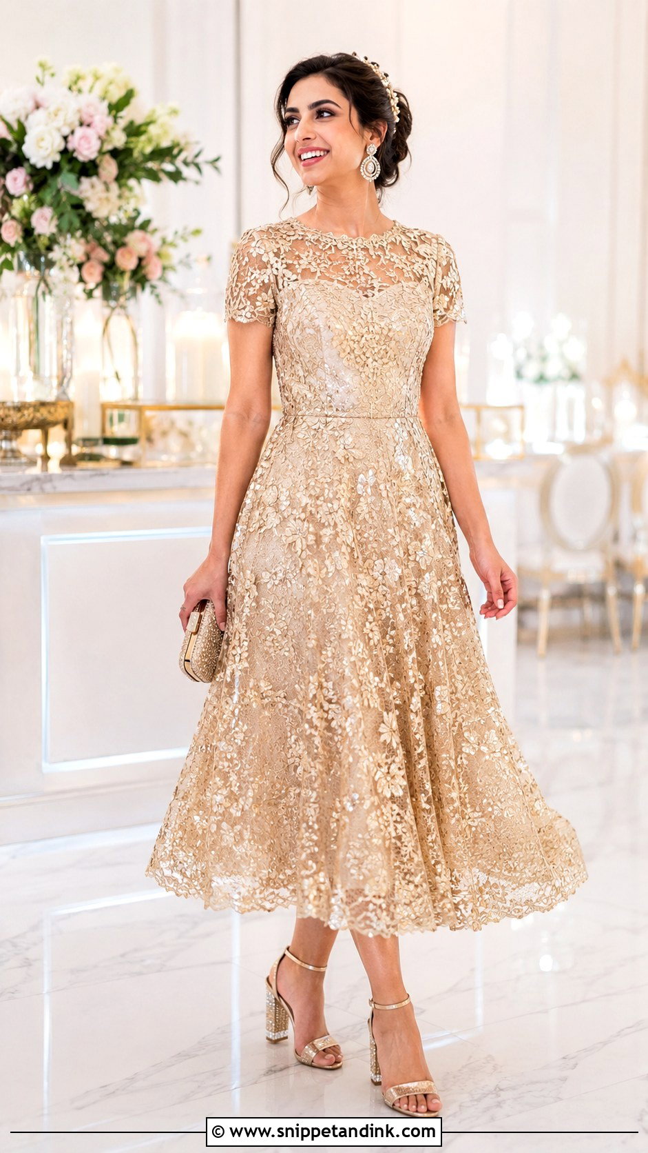 Gold Lace Reception Wedding Dress - Snippet and Ink - 20 Gold Lace Wedding Dress Ideas