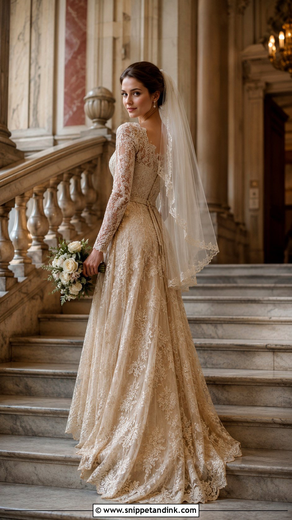 Gold Lace Wedding Dress - Snippet and Ink - 25 Golden Wedding Dress Ideas