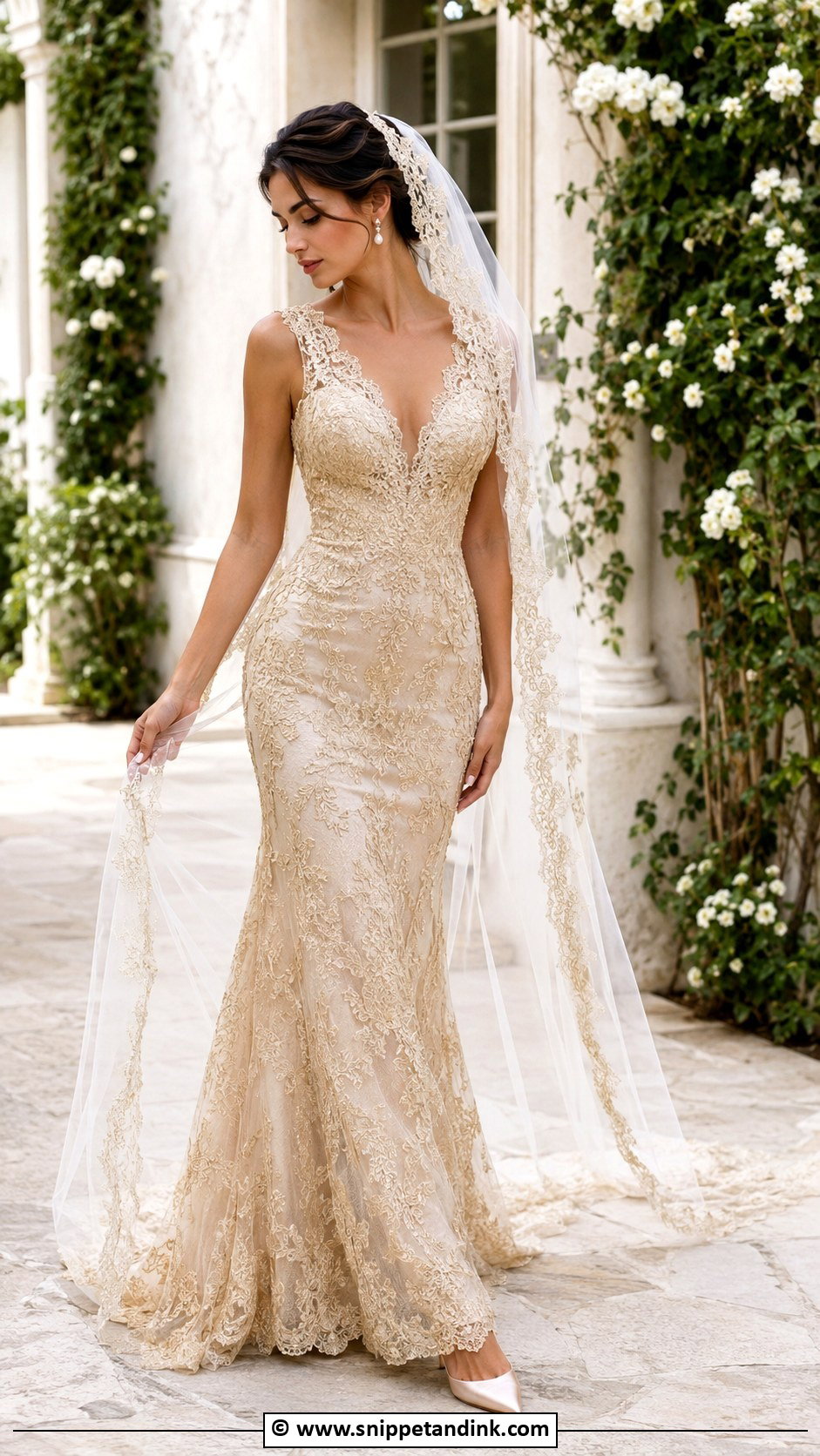 Gold Lace Wedding Dress - Snippet and Ink - 30 Gold Wedding Dress Ideas