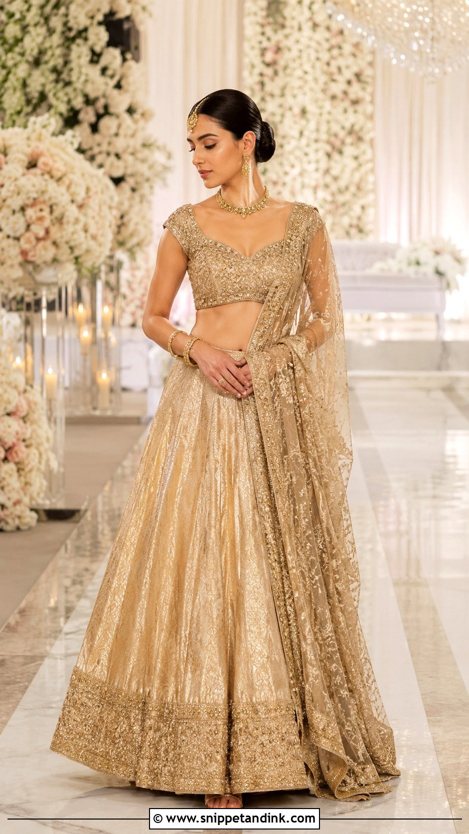 Gold Lehenga Bridal Dress - Snippet and Ink - 20 Gold Bridal Dress Ideas