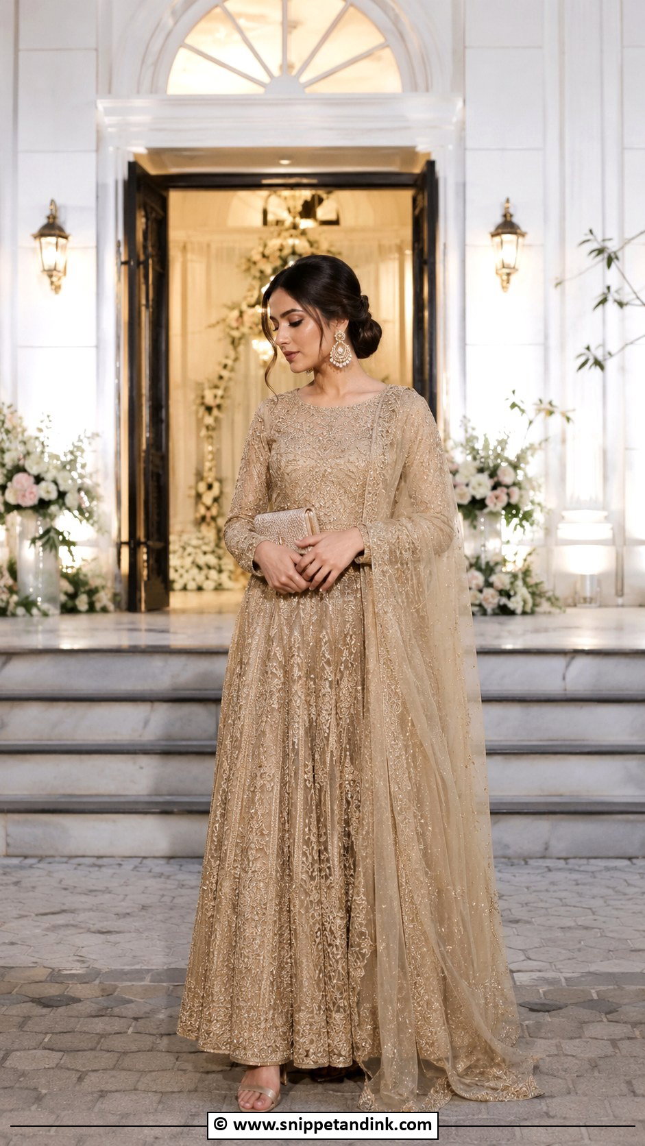 Gold Lehenga Nikah Outfit - Snippet and Ink - 35 Nikah Outfit Ideas
