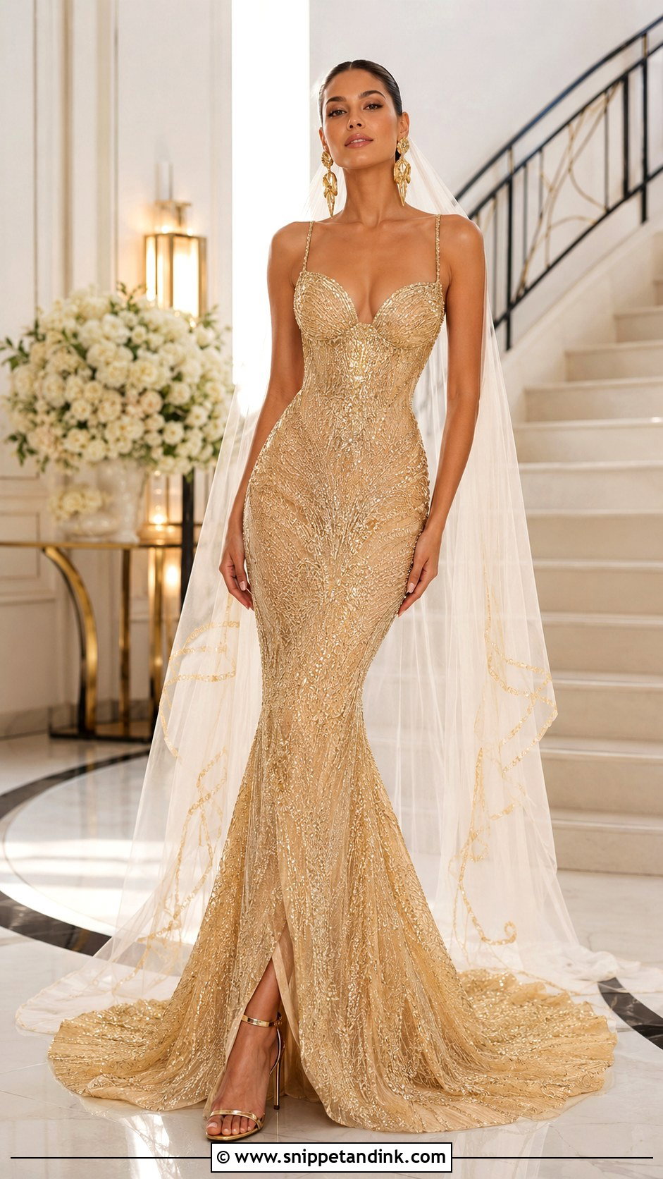 Gold Mermaid Wedding Dress - Snippet and Ink - 25 Golden Wedding Dress Ideas