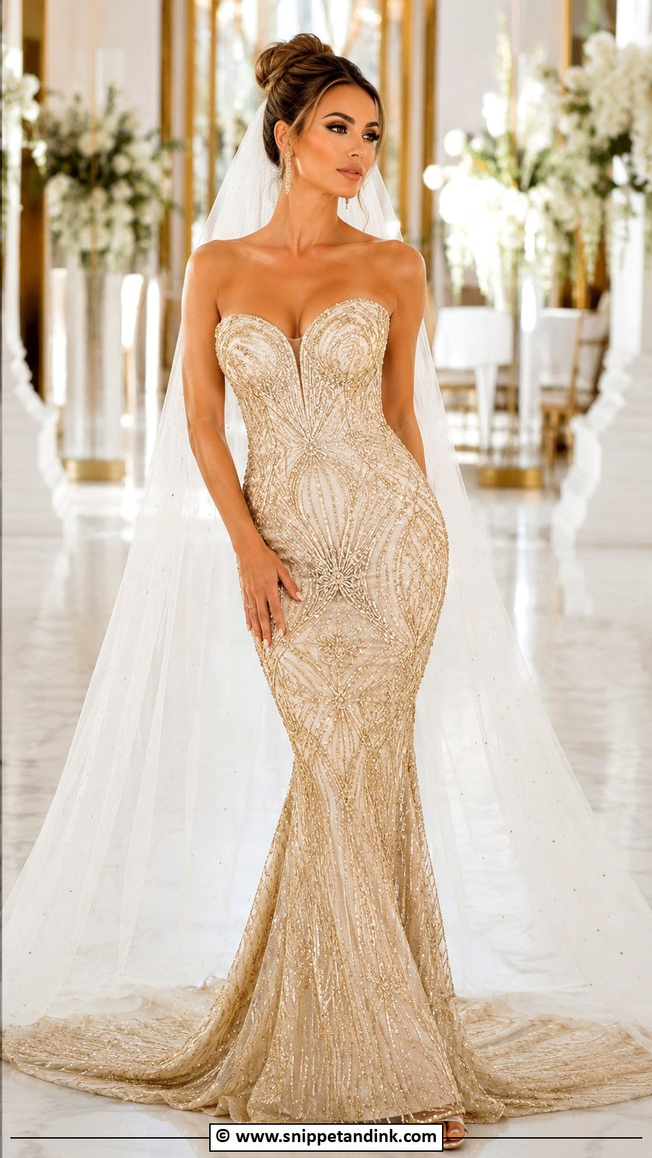 Gold Mermaid Wedding Dress - Snippet and Ink - 30 Gold Wedding Dress Ideas