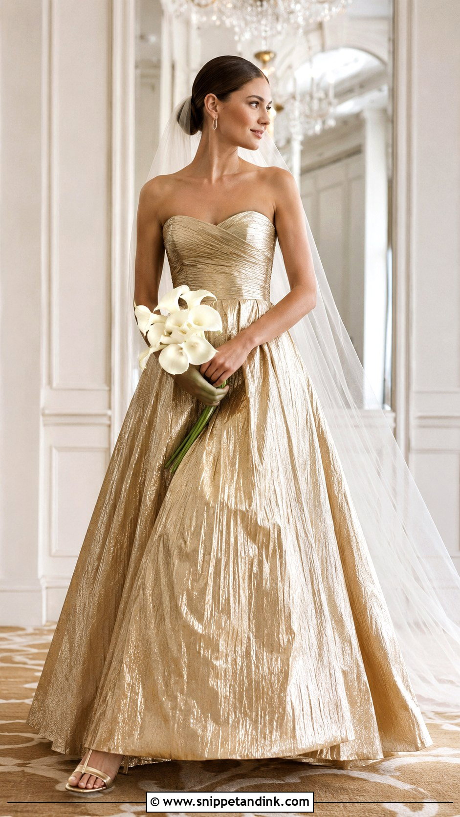 Gold Metallic Wedding Dress Bride - Snippet and Ink - 20 Colorful Bride Ideas