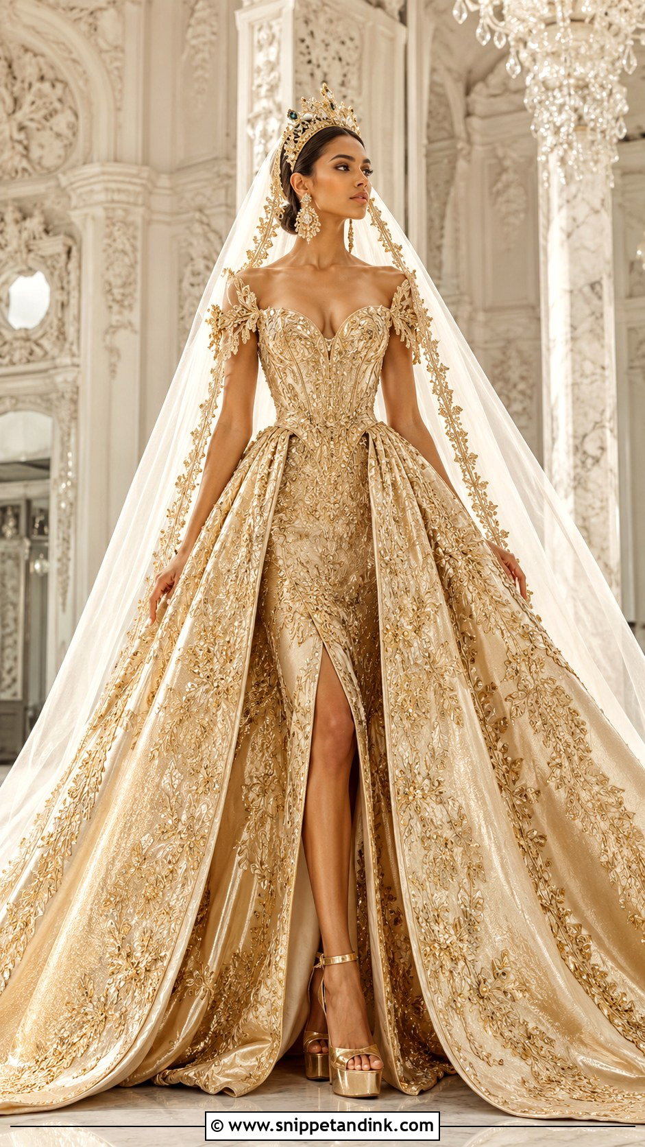 Gold Metallic Wedding Dress - Snippet and Ink - 20 Maximalist Wedding Dress Ideas