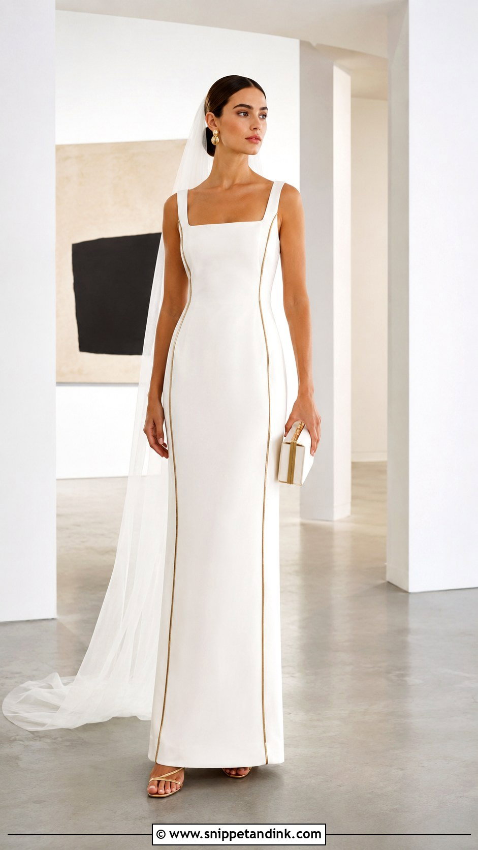 Gold Minimalist Wedding Dress - Snippet and Ink - 20 Wedding Dress with Gold Accents Ideas