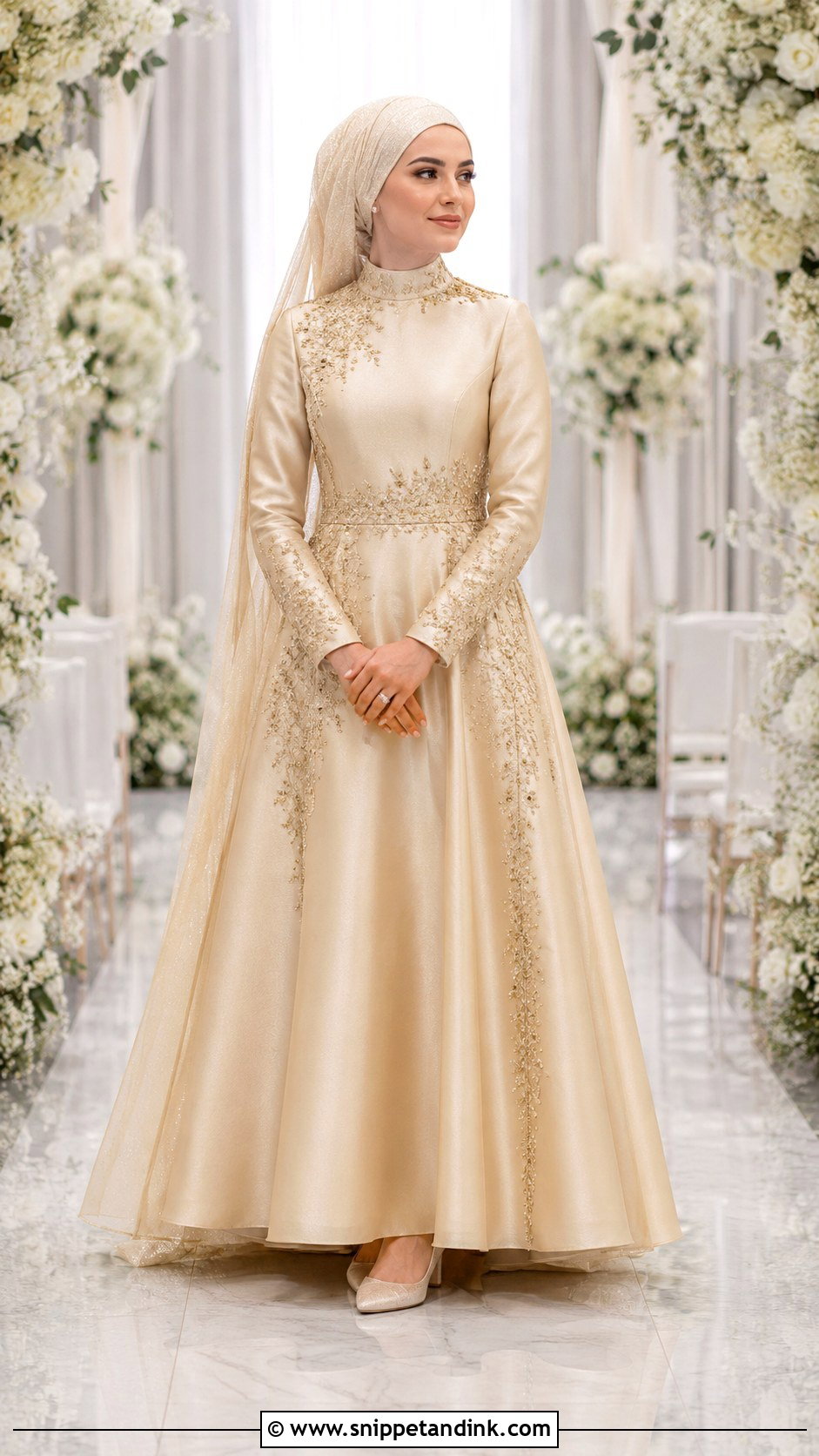 Gold Modest Wedding Dress - Snippet and Ink - 20 Gold Wedding Dresses