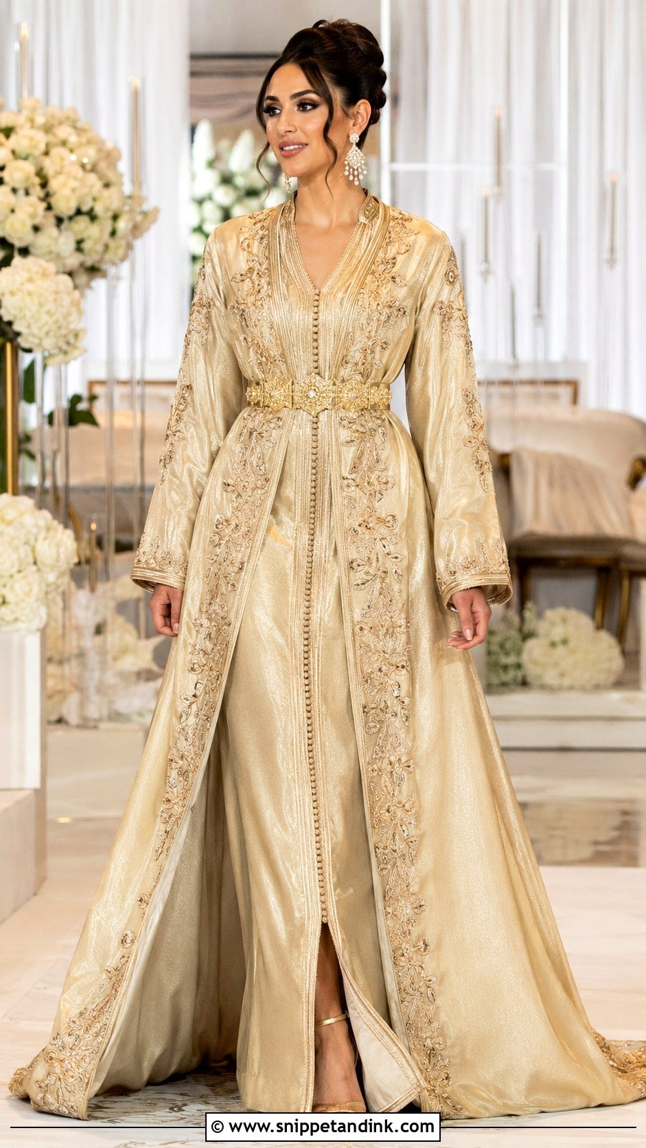 Gold Moroccan Caftan Wedding Dress - Snippet and Ink - 30 Moroccan Wedding Dress Ideas