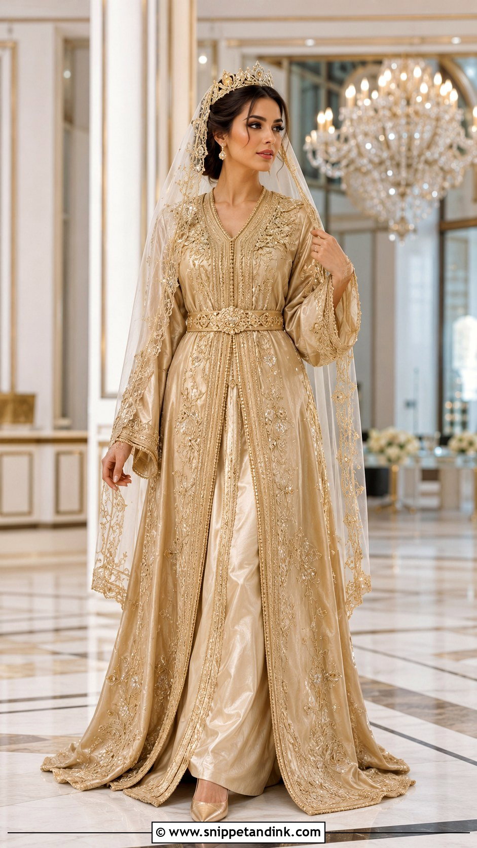 Gold Moroccan Wedding Caftan - Snippet and Ink - 20 Moroccan Wedding Dresses