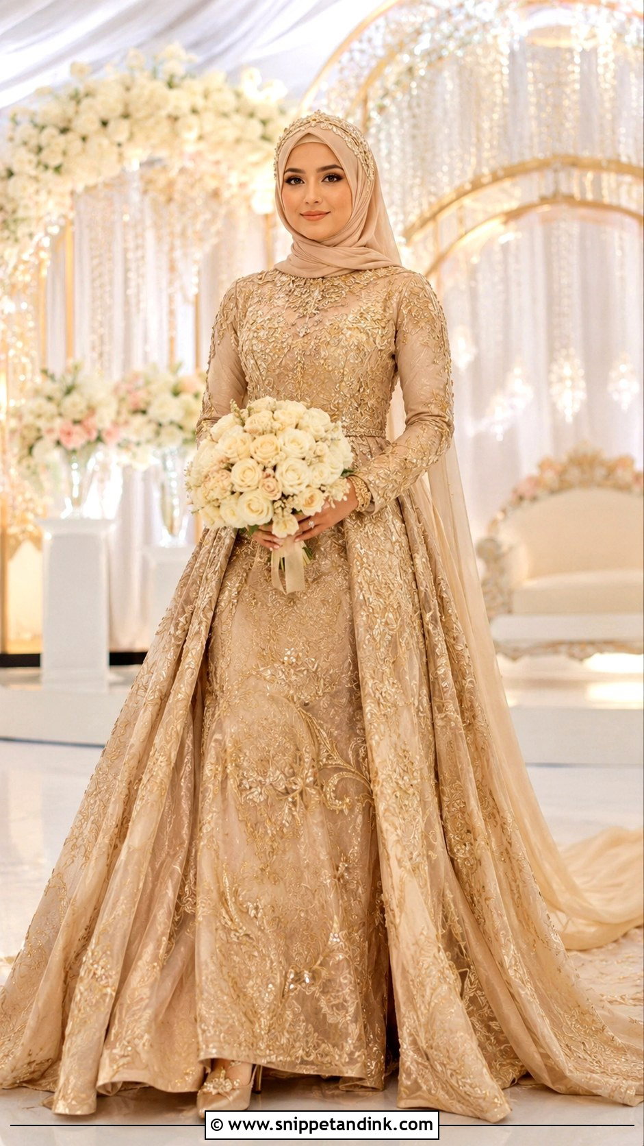 Gold Muslim Wedding Dress - Snippet and Ink - 30 Muslim Wedding Dress Ideas