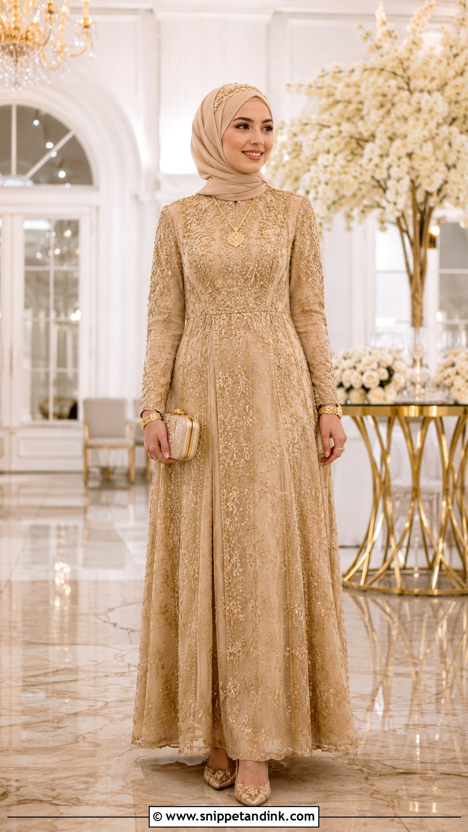 Gold Muslim Wedding Dress - Snippet and Ink - 25 Modern Muslim Wedding Dresses