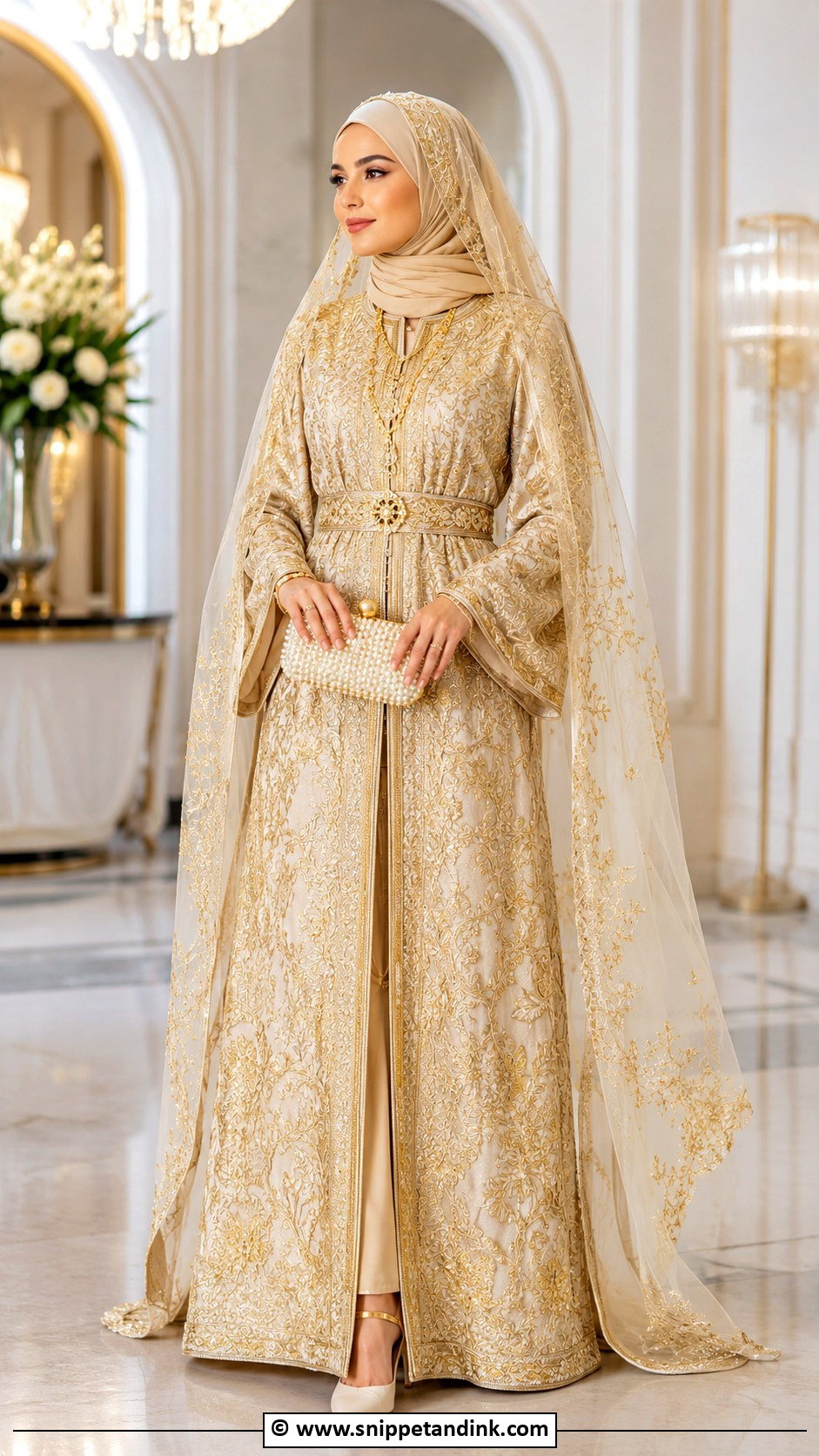 Gold Muslim Wedding Dress - Snippet and Ink - 30 Muslim Wedding Dresses