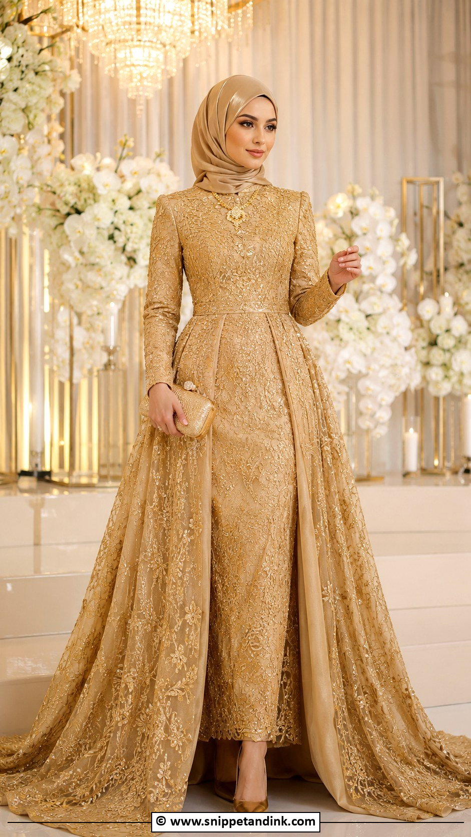 Gold Muslim Wedding Gown - Snippet and Ink - 30 Muslim Wedding Gown Ideas