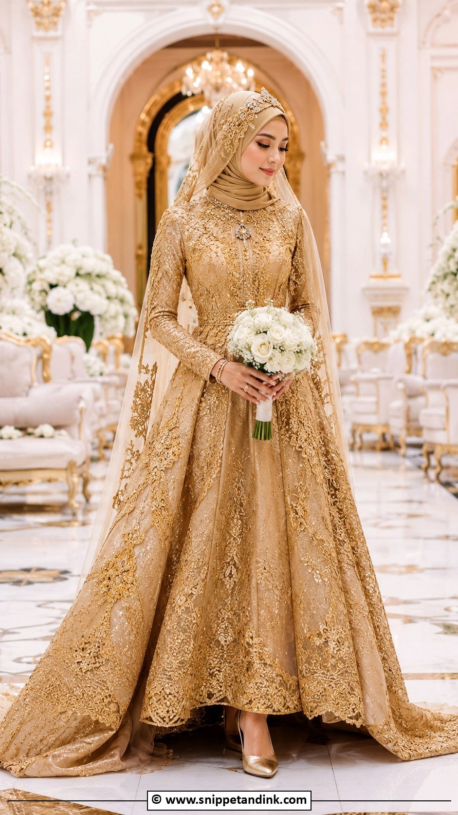 Gold Muslimah Wedding Dress - Snippet and Ink - 30 Muslimah Wedding Dress Ideas