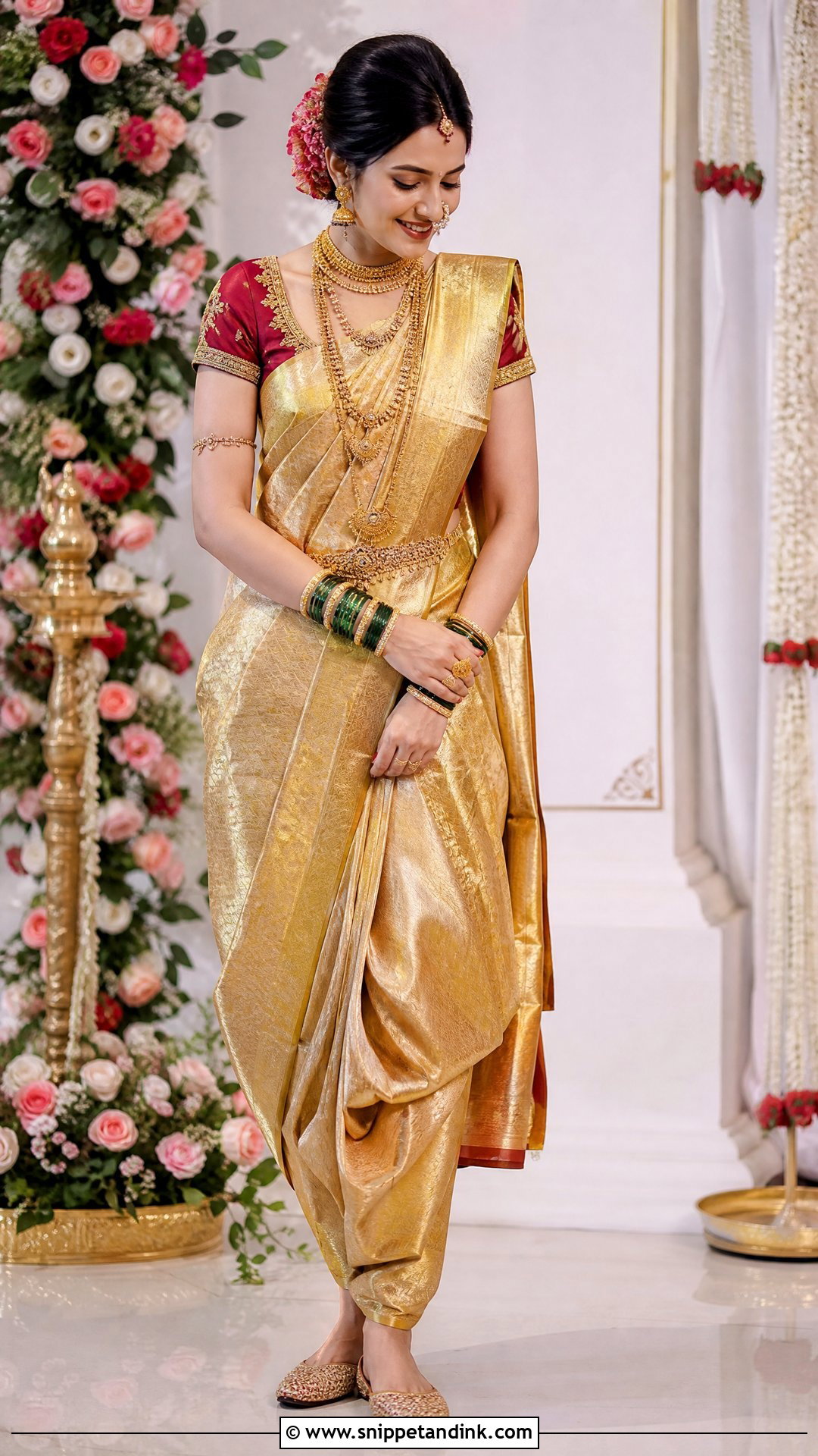 Gold Nauwari Bride Look - Snippet and Ink - 25 Nauwari Bride Look Ideas