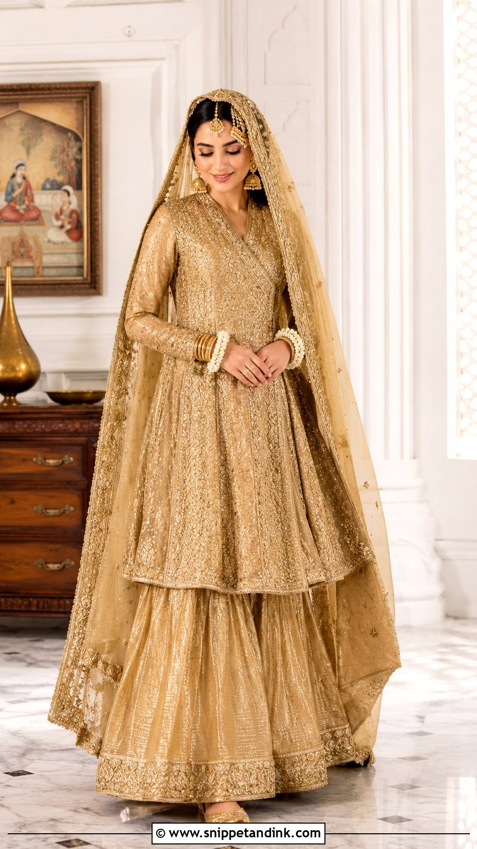 Gold Nikah Angrakha Outfit - Snippet and Ink - 25 Nikah Outfit Muslim Pakistani Bridal Ideas
