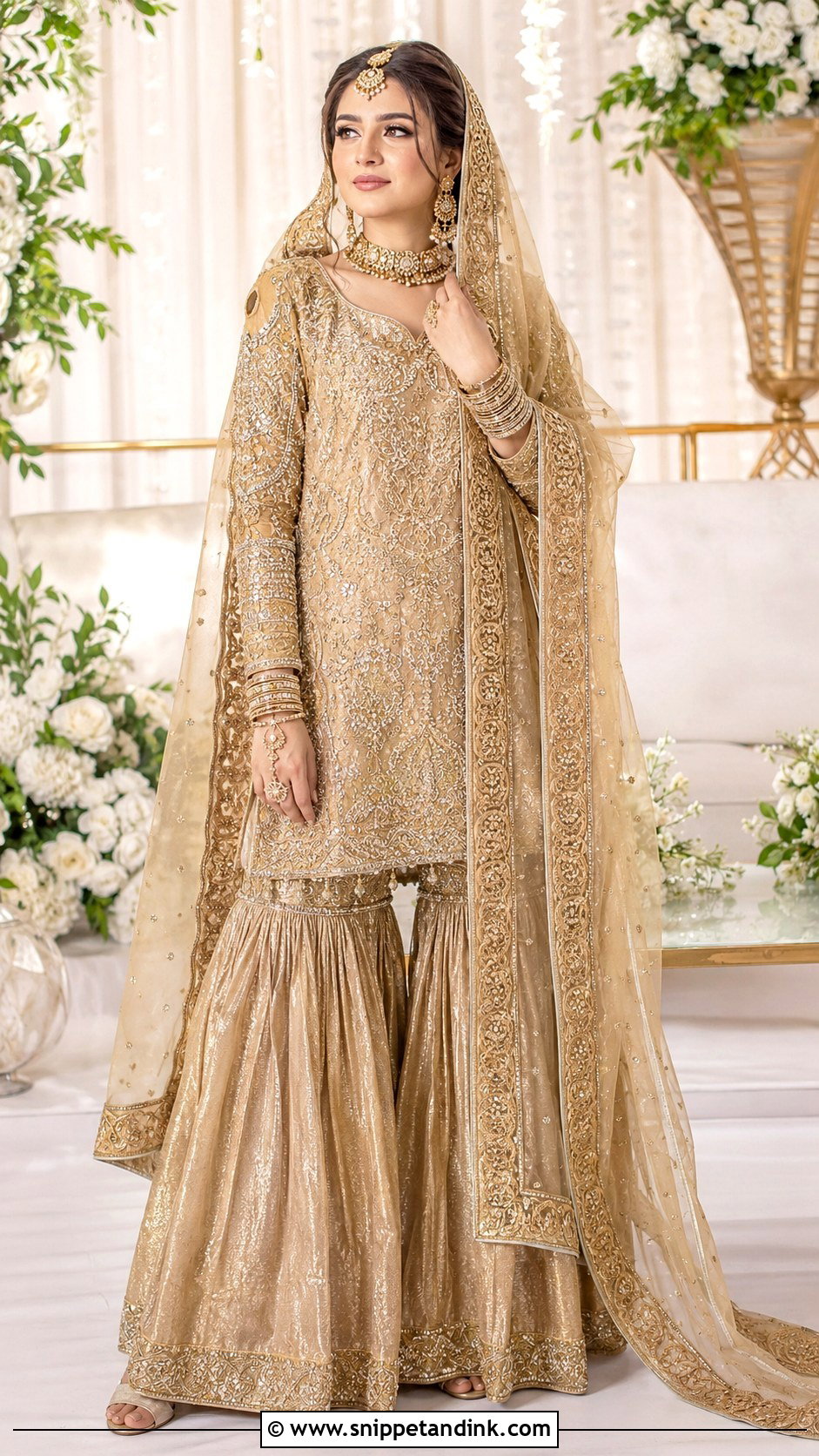 Gold Nikah Sharara Dress - Snippet and Ink - 25 Nikah Dress Pakistani Brides Ideas