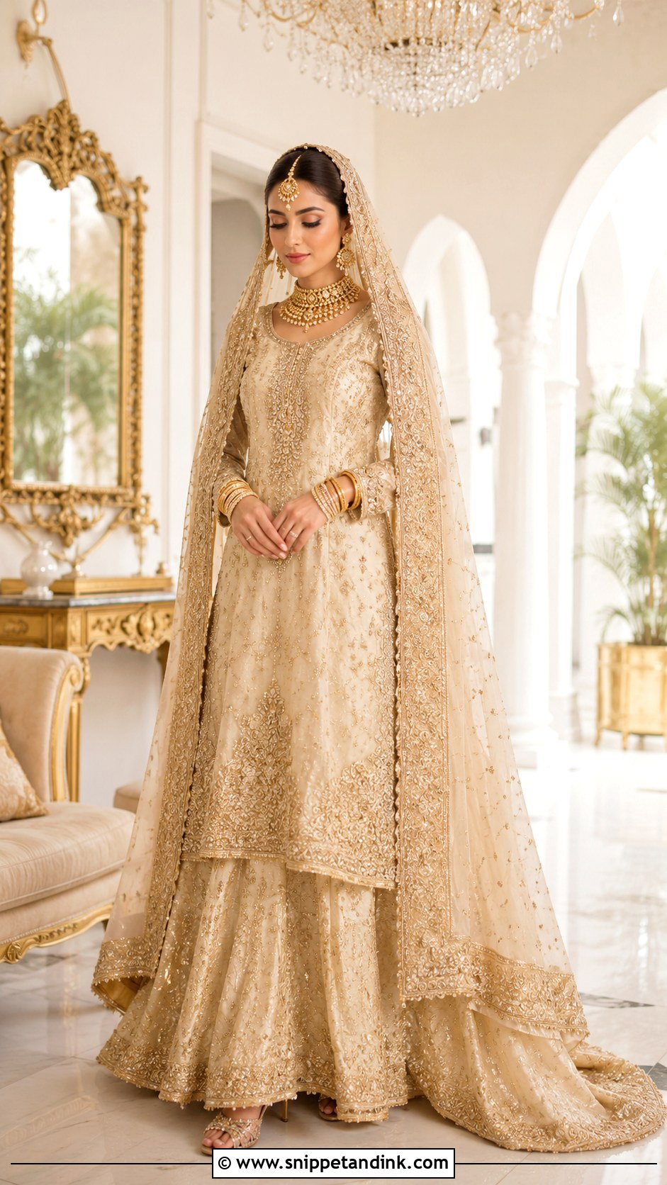 Gold Nikkah Dress - Snippet and Ink - 30 Nikkah Dress for Bride Ideas