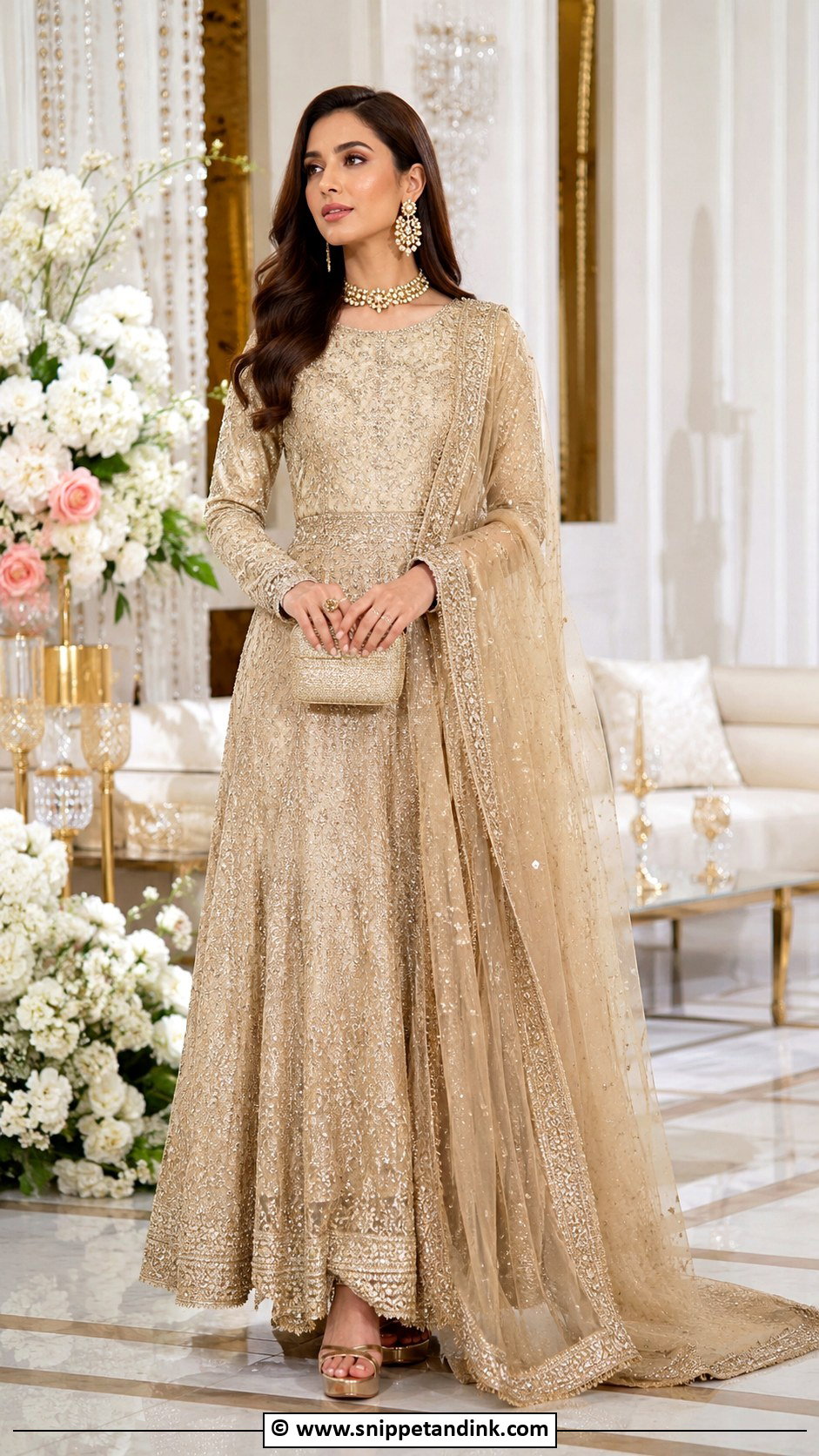 Gold Nikkah Lehenga Outfit - Snippet and Ink - 35 Nikkah Outfit Ideas