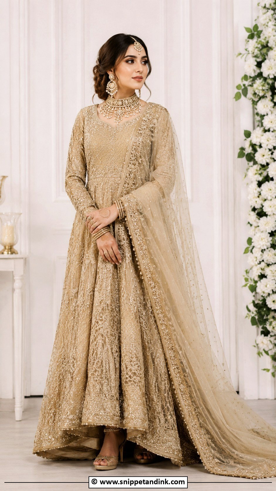 Gold Nikkah Pishwas Outfit - Snippet and Ink - 35 Nikkah Dress Ideas