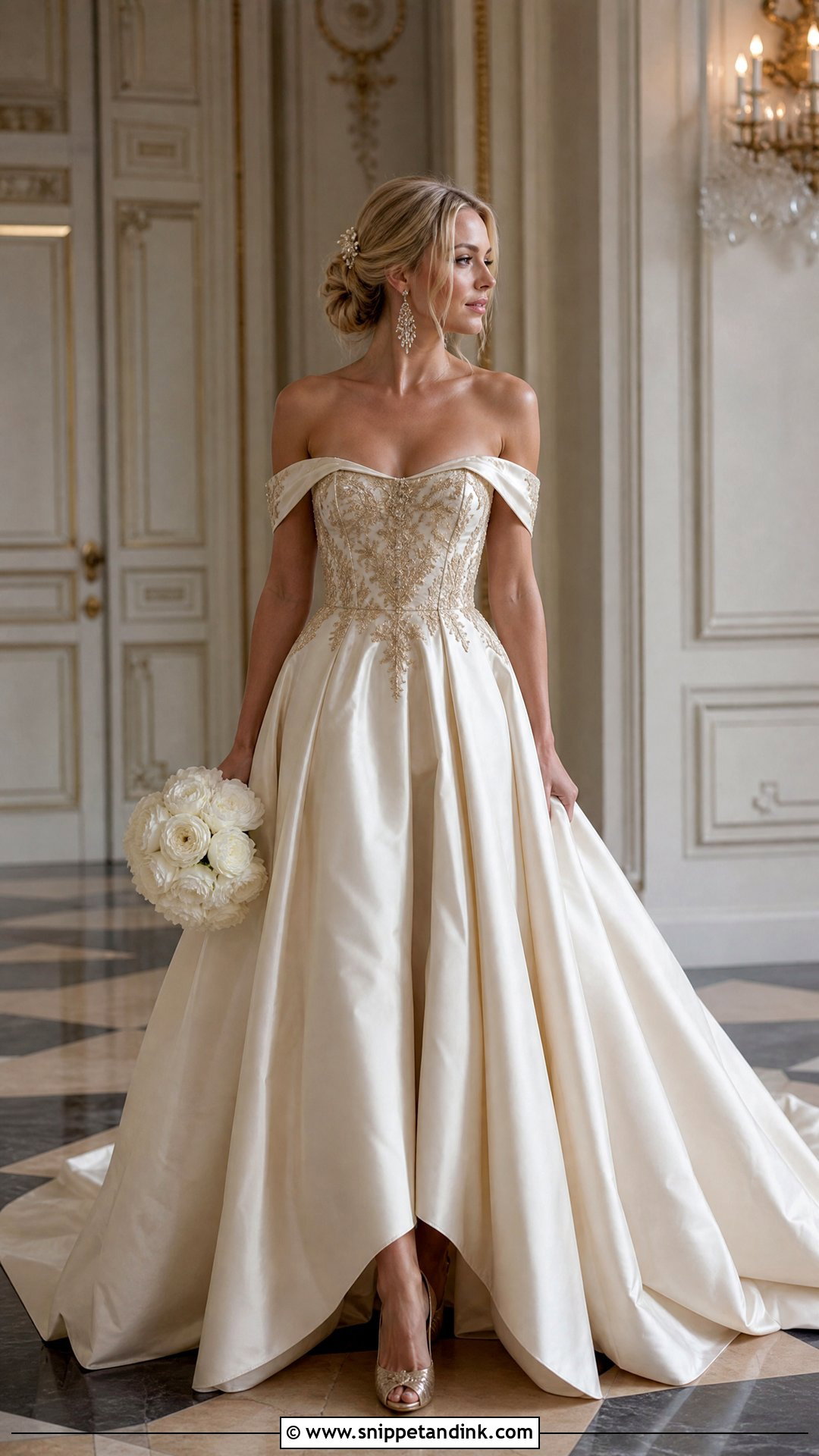 Gold Off Shoulder Serena Van Der Woodsen Wedding Dress - Snippet and Ink - 20 Serena Van Der Woodsen Wedding Dress Ideas