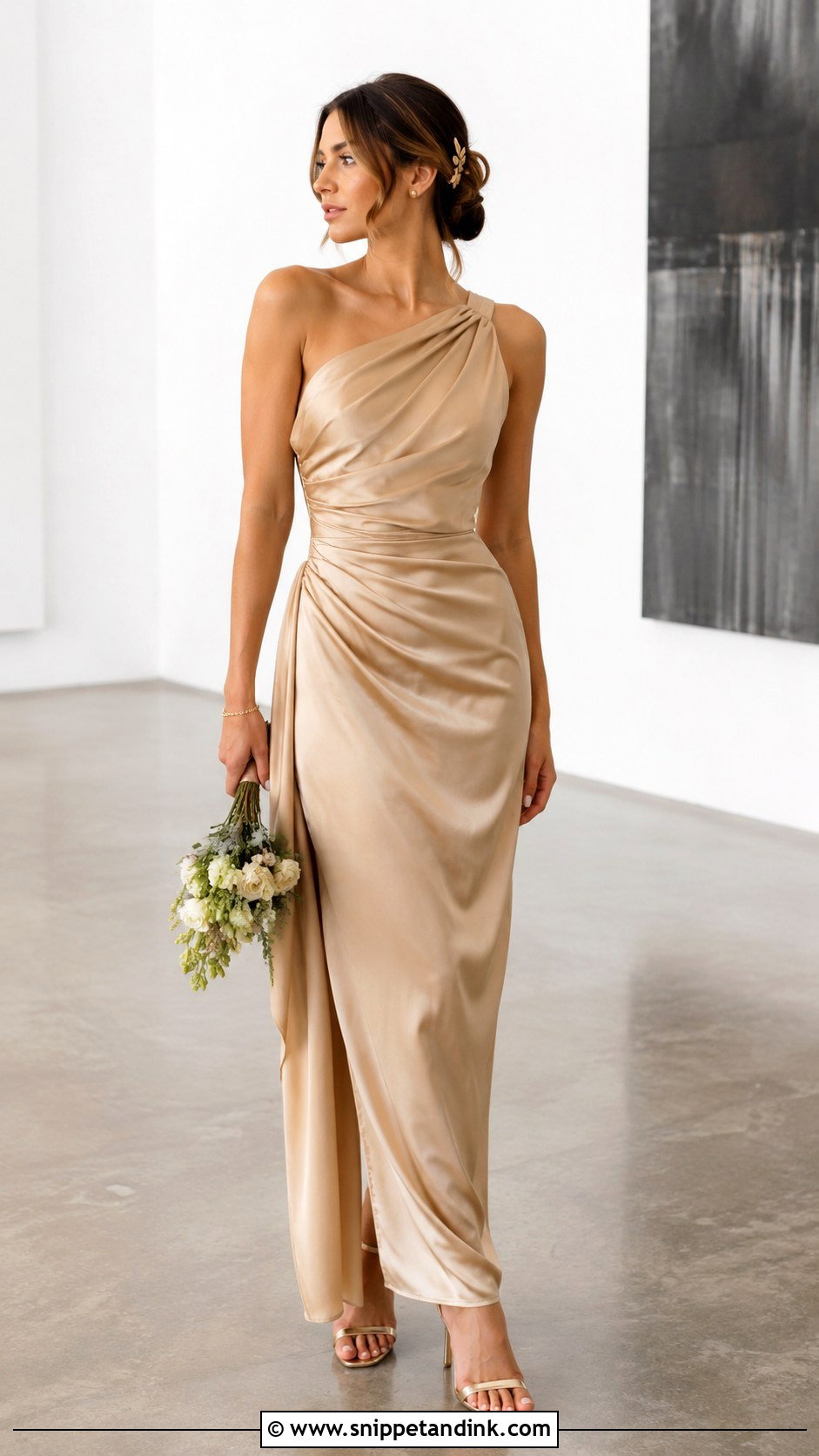 Gold One Shoulder Wedding Dress - Snippet and Ink - 20 Long Classy Gold Wedding Dress Ideas