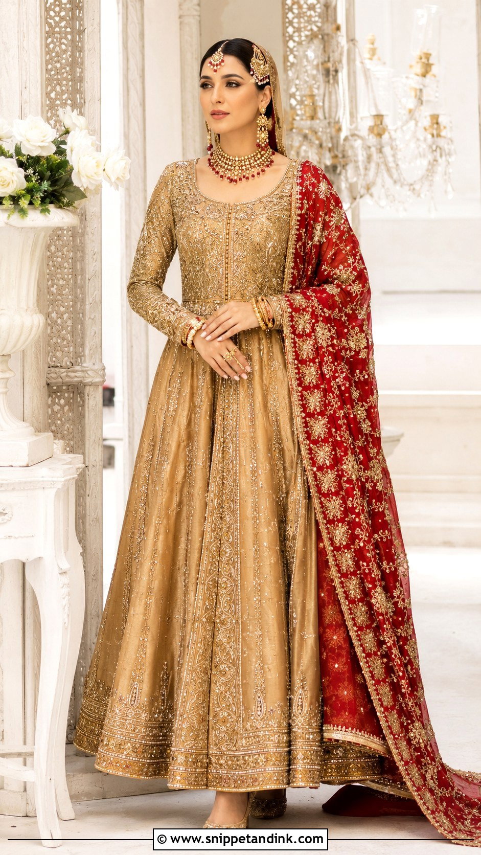 Gold Pakistani Barat Bridal Pishwas - Snippet and Ink - 25 Pakistani Barat Brides Ideas