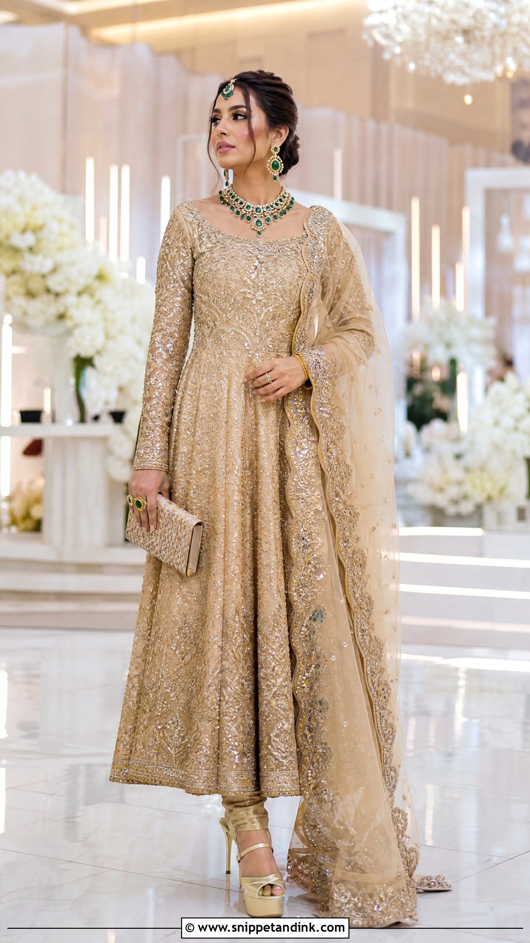 Gold Pakistani Bridal Anarkali Suit - Snippet and Ink - 20 Pakistani Bridal Suits