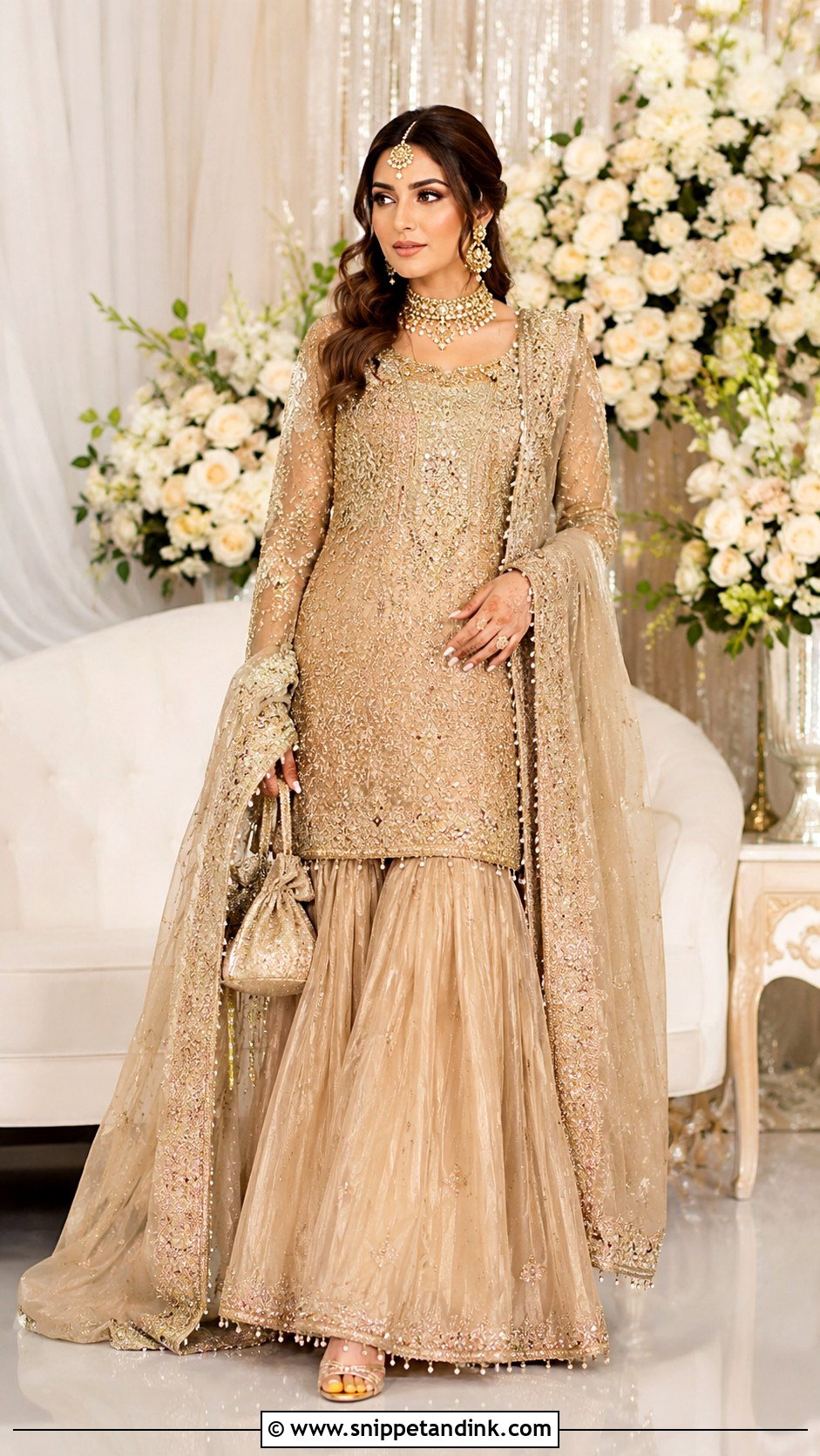Gold Pakistani Bridal Garara Dress - Snippet and Ink - 25 Garara Dress Pakistani Bridal Ideas