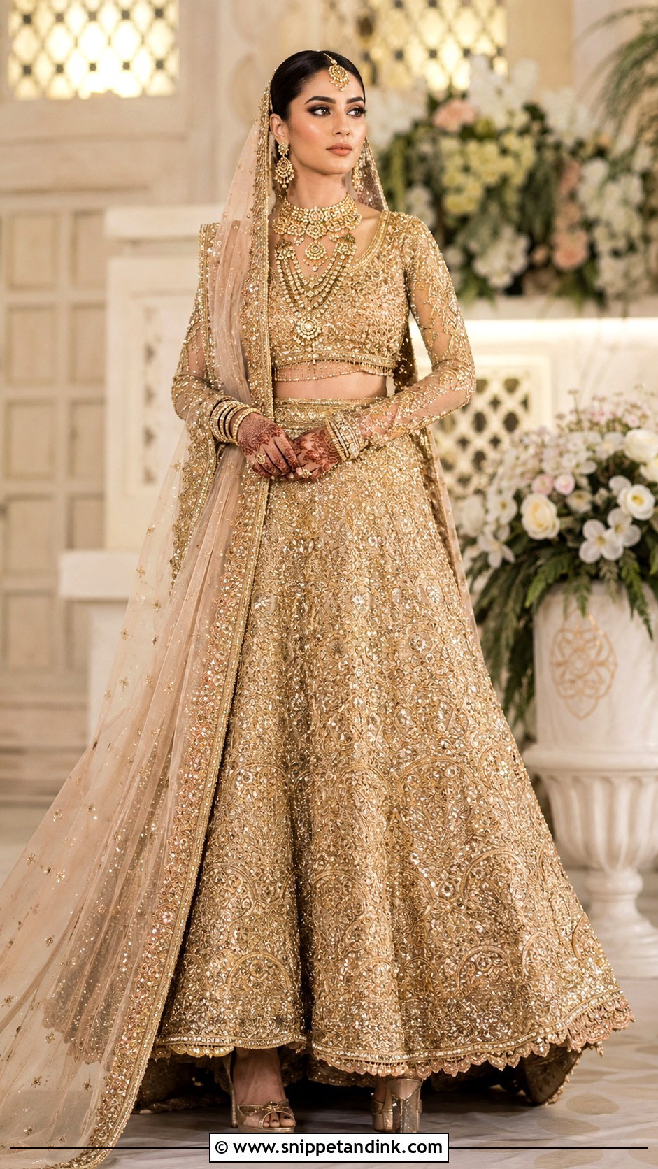 Gold Pakistani Bridal Lehenga - Snippet and Ink - 30 Pakistani Bridal Look Ideas